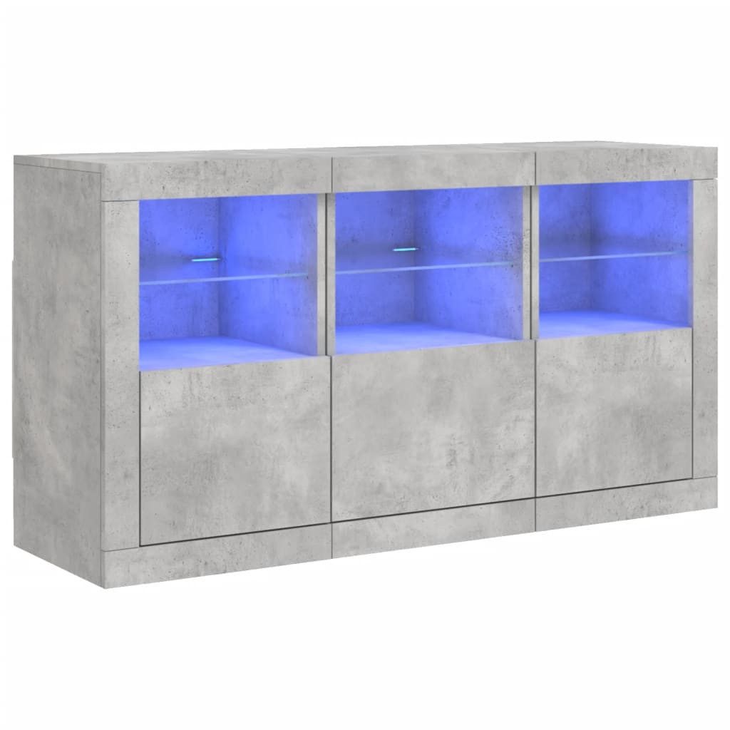 vidaXL Sideboard Sideboard mit LED-Leuchten Betongrau 123x37x67 cm (1 St) günstig online kaufen