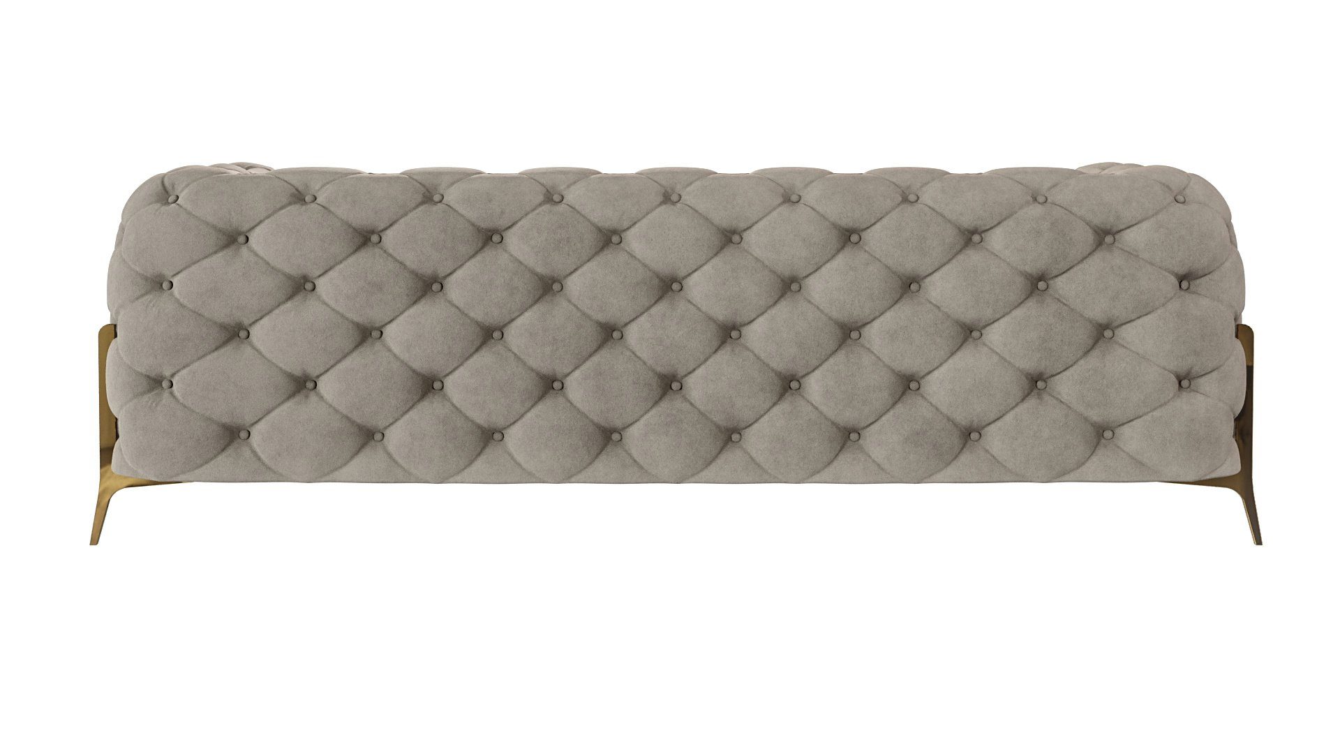 Metall Füßen, Dunkle Möbel 3-Sitzer Goldene Creme Ashley Chesterfield mit S-Style mit Sofa Wellenfederung
