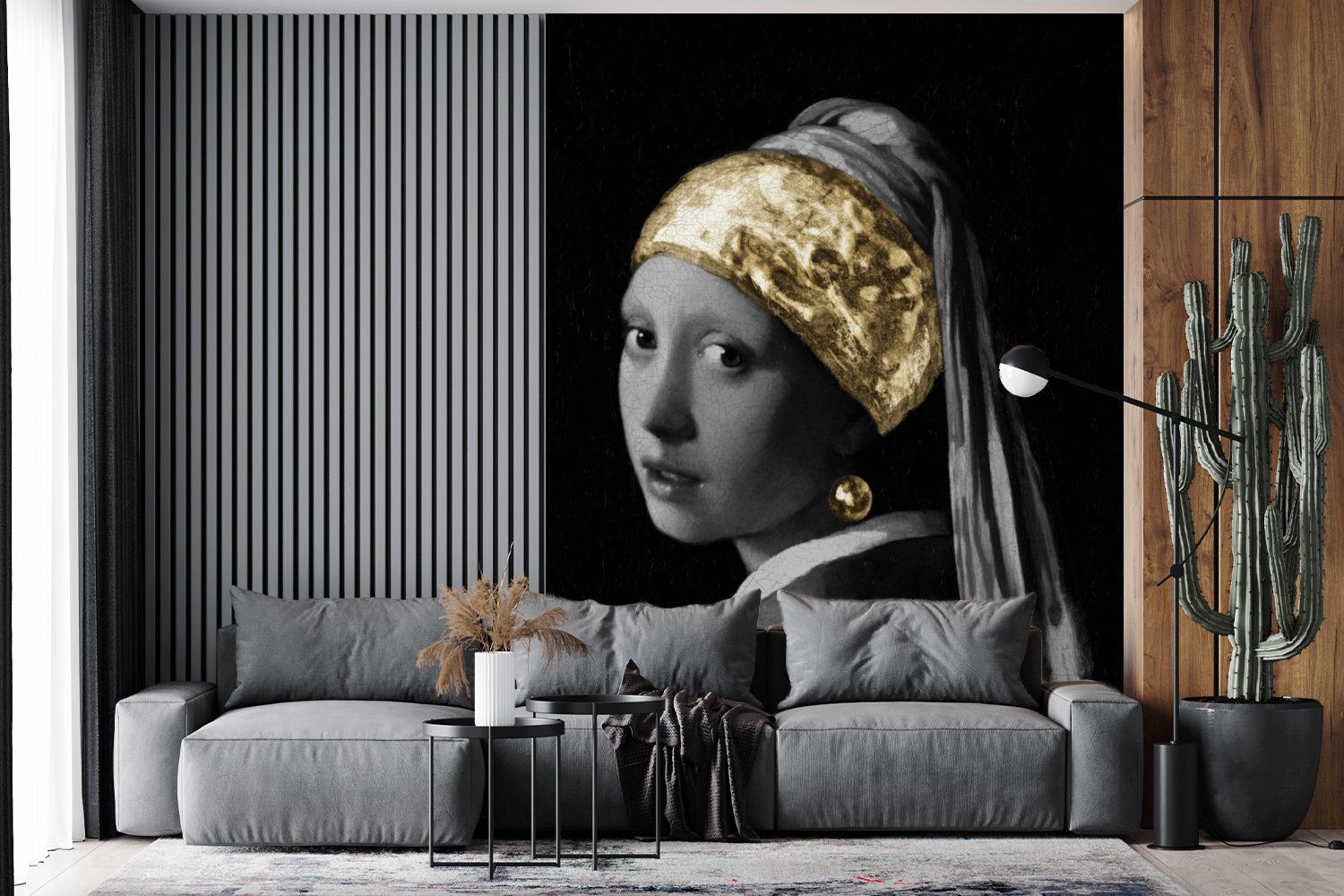 Vinyl Gold, Tapete MuchoWow Matt, mit Perlenohrring (4 - für Vermeer bedruckt, Mädchen - einem Montagefertig Wohnzimmer, Wandtapete St), Fototapete