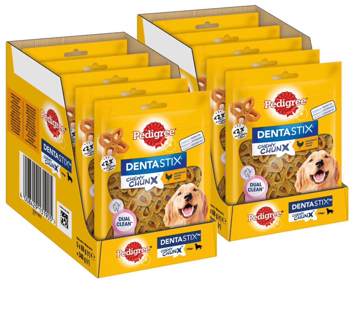 Pedigree PEDIGREE® DENTASTIX™ CHEWY CHUNX™ Max 15kg+ mit Huhn 2 x 5 x 68g, Snack für: Hunde