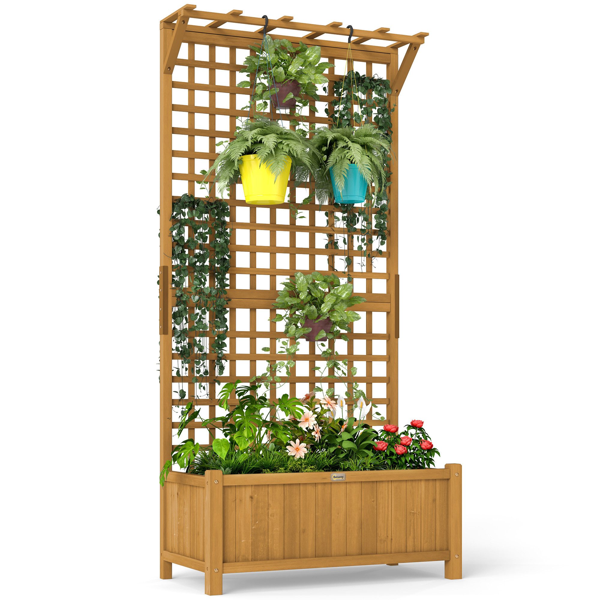 Outsunny Hochbeet mit Rankgitter, aus Holz (Pflanzkasten, 1 St., Gemüsebeet günstig online kaufen