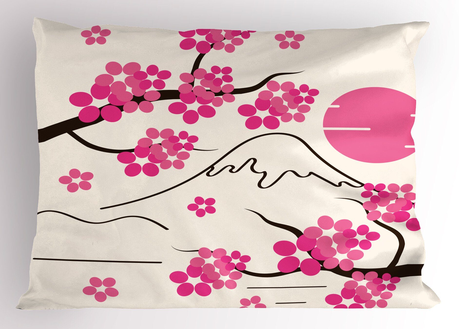 Abakuhaus Kissenbezüge Japan King Gedruckter (1 Standard und Rosa Stück), Blumen Kissenbezug, Sakura Size Dekorativer Hill
