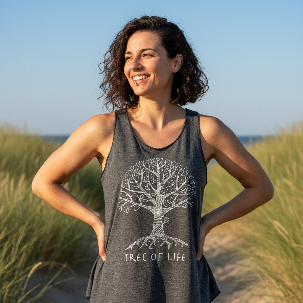 Guru-Shop T-Shirt Tanktop mit Ethnodruck, Tree of life Yogatop -.. Hippie, günstig online kaufen