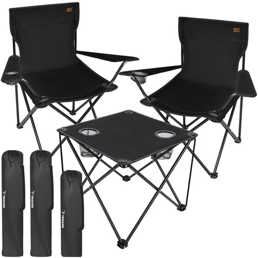 Trizand Angelstuhl Klappbarer Campingstuhl + Tisch (Spar-Set, 3 St), praktisches Outdoor-Set für Angeln, Camping, Garten, Strand, Balkon