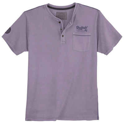 redfield Rundhalsshirt Große Größen Herren Henley T-Shirt lavendel modisch Redfield