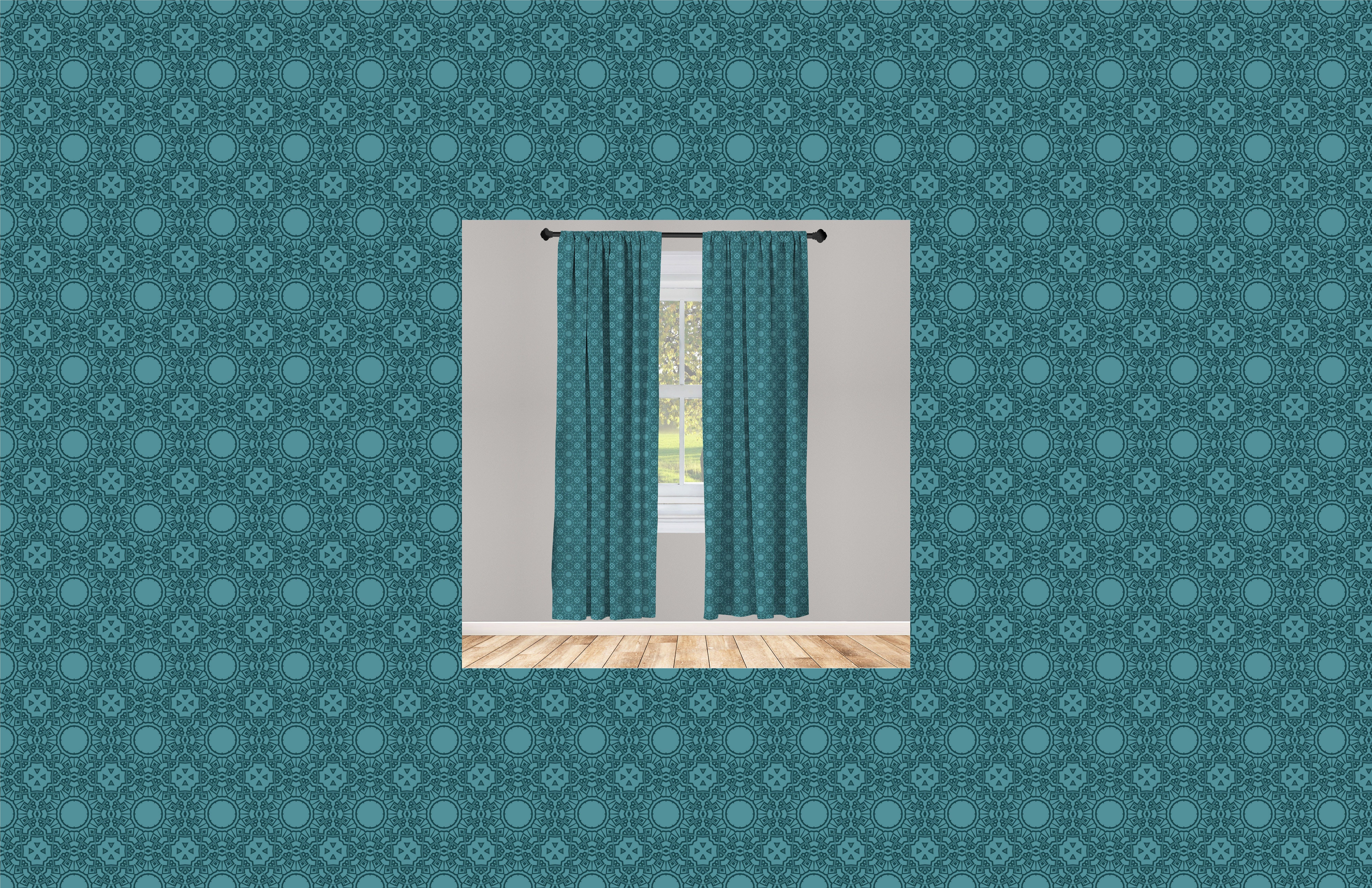 Gardine Vorhang für Wohnzimmer Schlafzimmer Dekor, Abakuhaus, Microfaser, Mandala Bohemian Geometrisches Motiv
