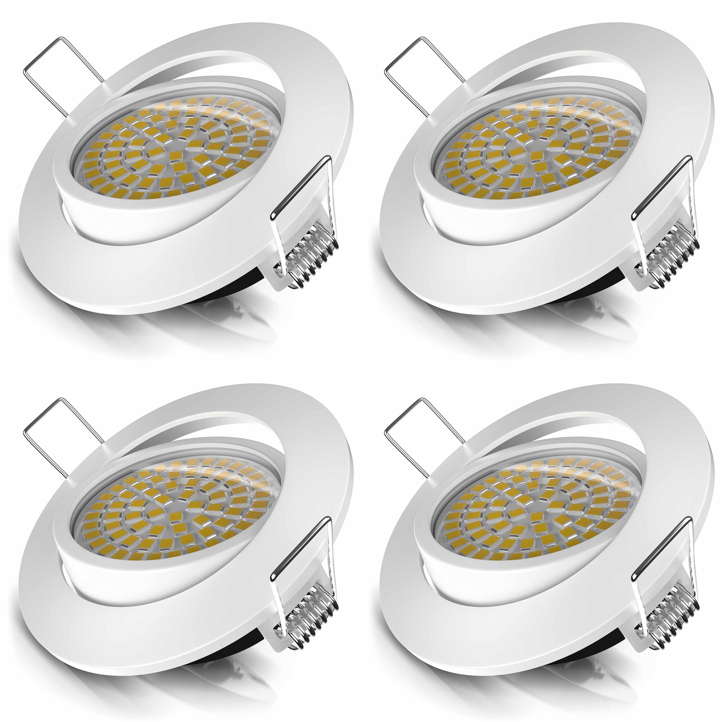 Brandson LED Einbaustrahler, Dimmfunktion; Schwenkmechanismus (30° vertikal), LED fest integriert, warmweiß, schwenkbar, Warmweiß 3000K, Deckenspot 5W, 320 Lumen, 4er Set