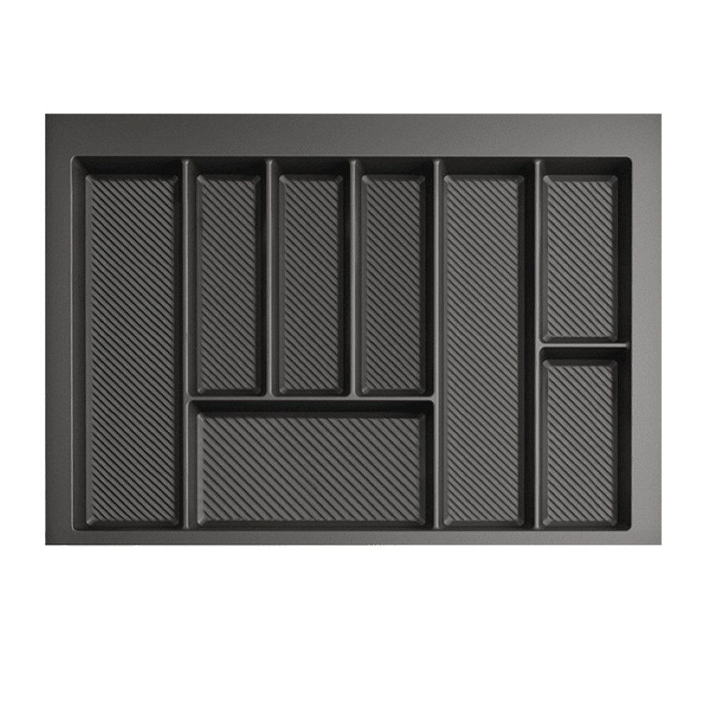 Prima-Online Besteckkasten Besteckkasten 70 cm Weiß Graphit Schubladeneinsatz 8 Fächer Groß