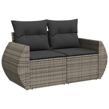 vidaXL Loungesofa Gartensofa 2-Sitzer mit Kissen Grau Poly Rattan