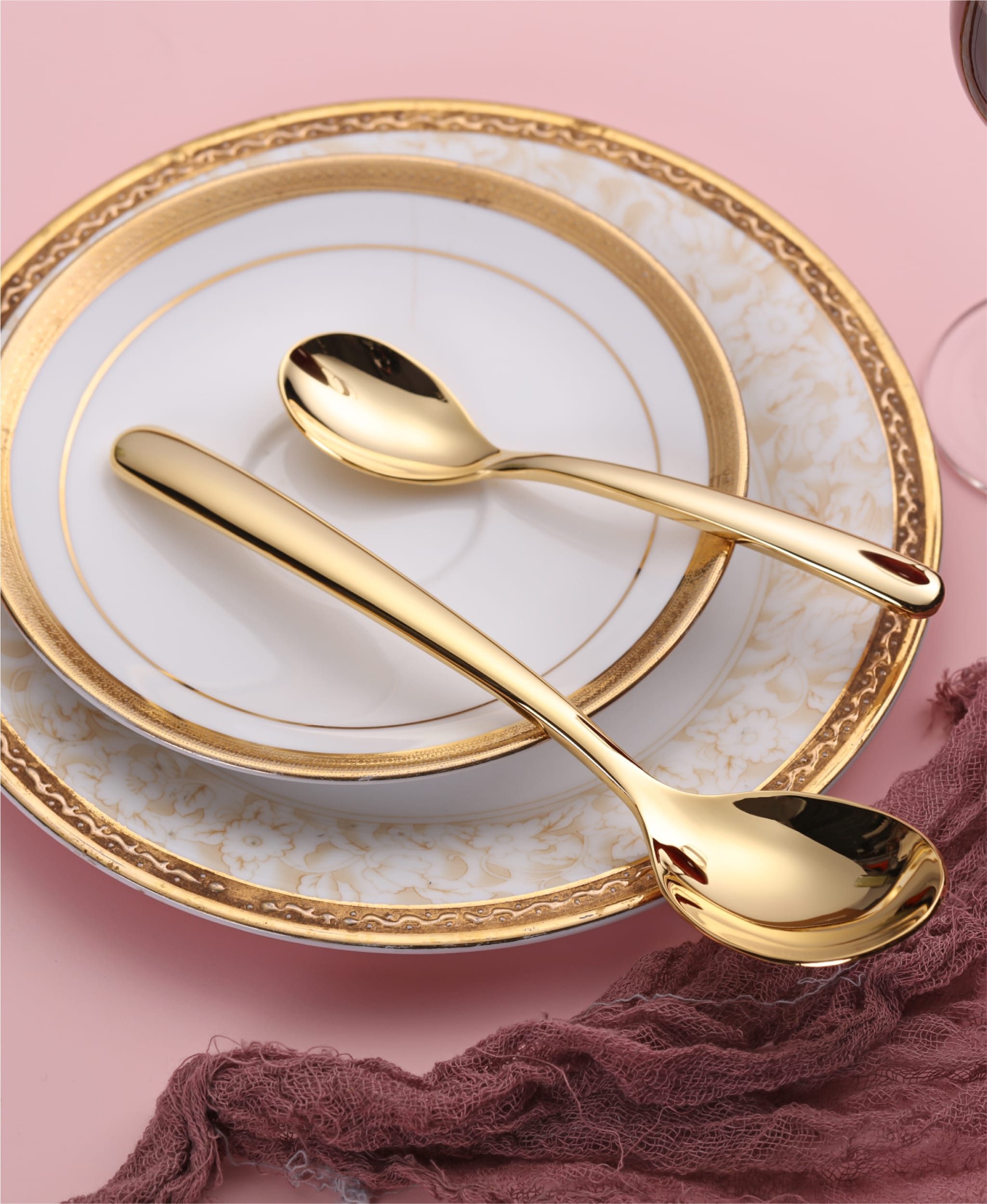 GLAMIRA Besteck-Set Clara Besteckset mit 24K-Goldbeschichtung (24-tlg), 6 Personen, 100% Stainless Steel with 24K Gold Plating, 24 Teile, Edelstahl, vergoldet