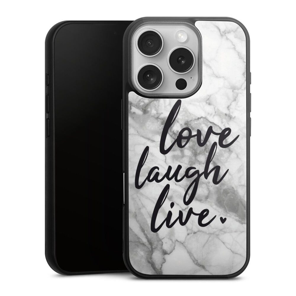 Handyhülle Marmor Sprüche Liebe Love, Laugh, Live Marmor