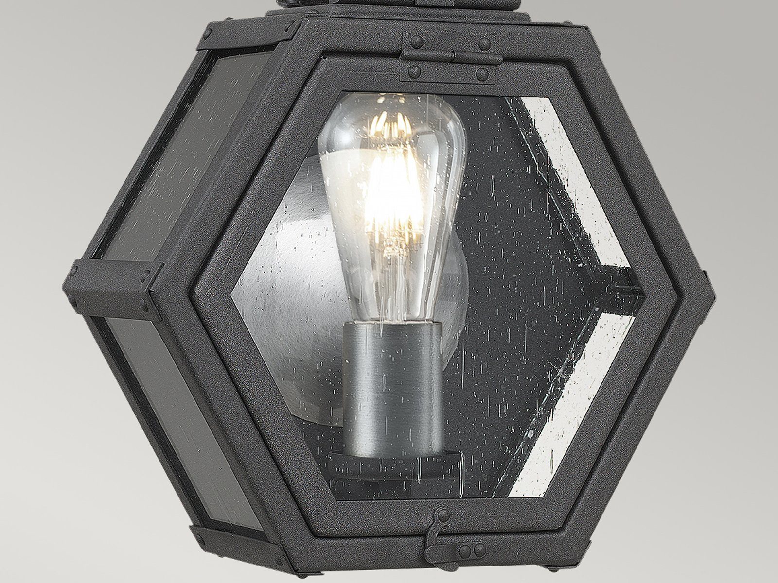 meineWunschleuchte LED Außen-Wandleuchte, LED ausgefallene warmweiß, Hexagon, Laterne Schwarz Haus-wand Außenbereich wechselbar, Höhe 48cm