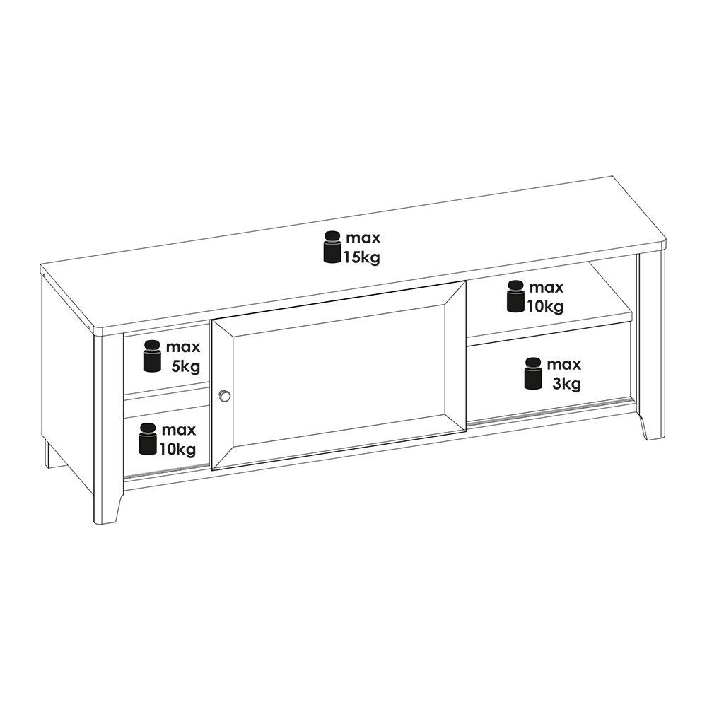 262/180/42 Wiener TV mit Wohnwand Geflecht Kleine Lomadox Eiche in Nb., CREMONA-129, Nb. B/H/T: 3-tlg), (3-St., cm