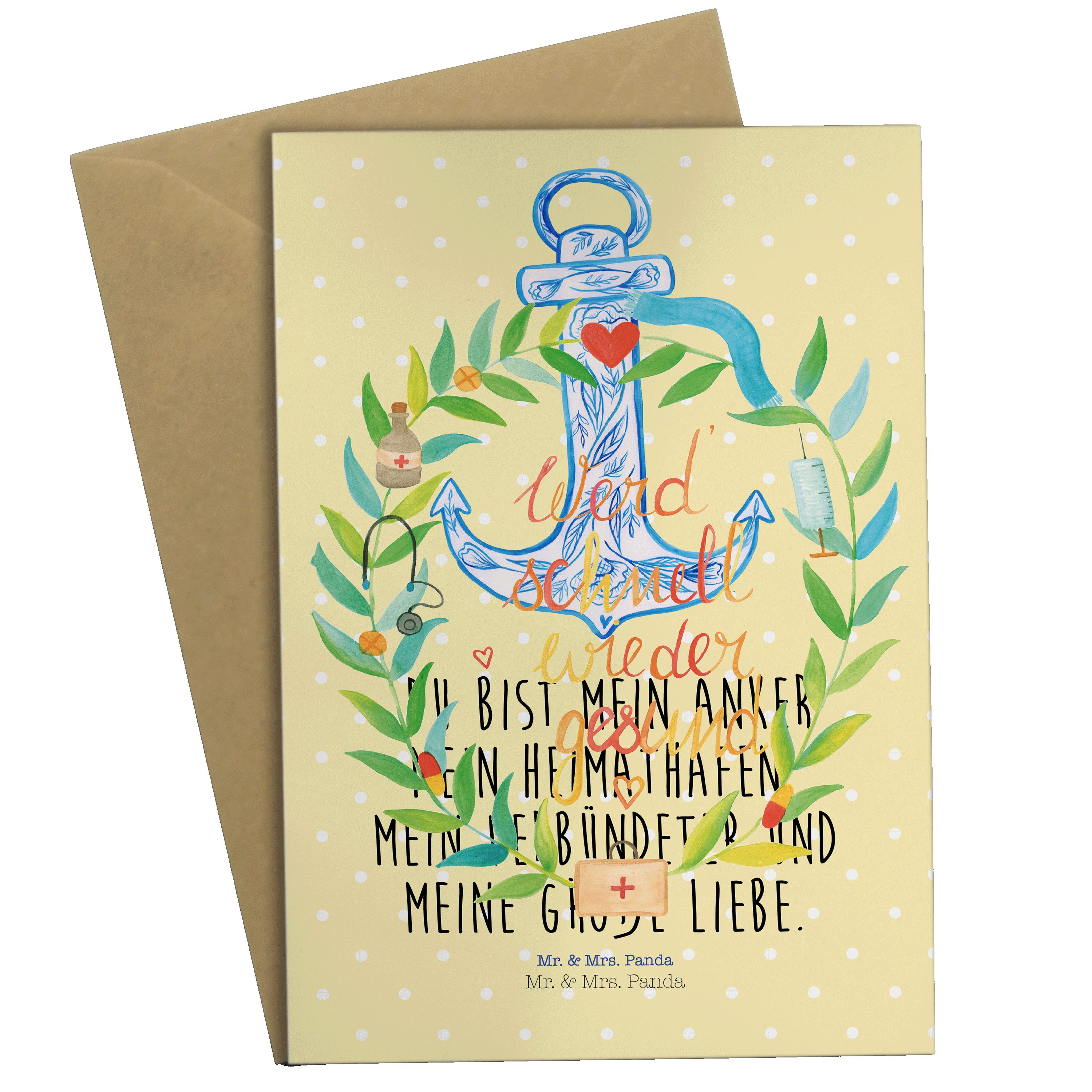 Grußkarte Geschenk, Hochzeitsk Naturliebhaber, Mrs. - Werde gesund & Mr. Panda Genesungswünsche,