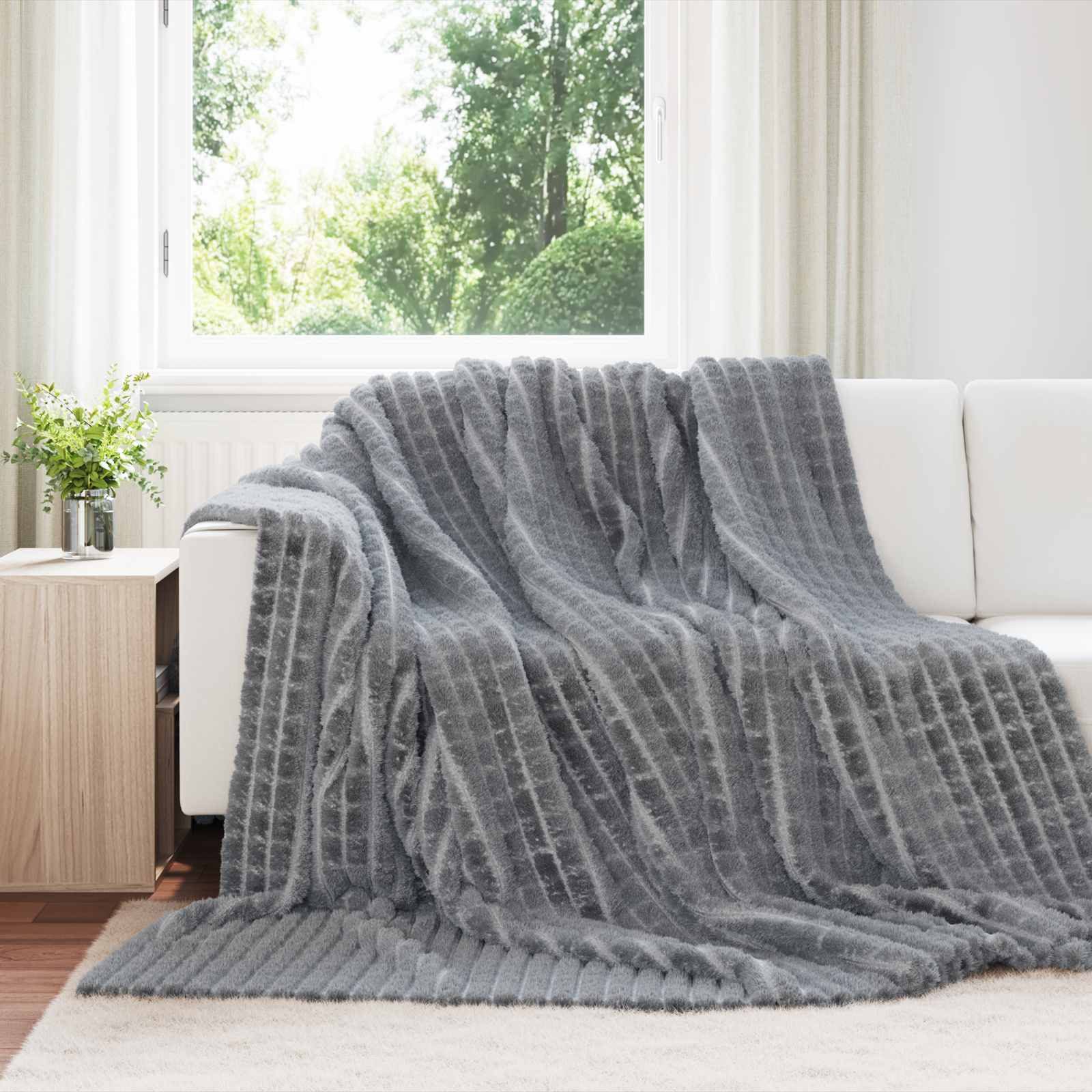 vidaXL Bettüberwurf Überwurfdecke Dunkelgrau 240 x 220 cm Fleece