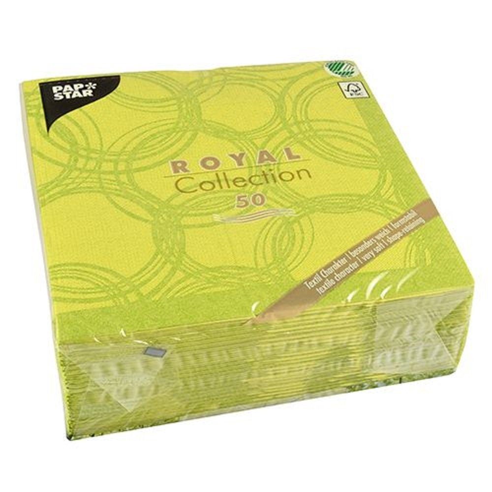 PAPSTAR GmbH Papierserviette 50 Servietten "ROYAL" 40x40cm 1-lagig BUBBLES limonengrün, Maße gefaltet 20 x 20cm, 1-lagig, 1/4-Falzung