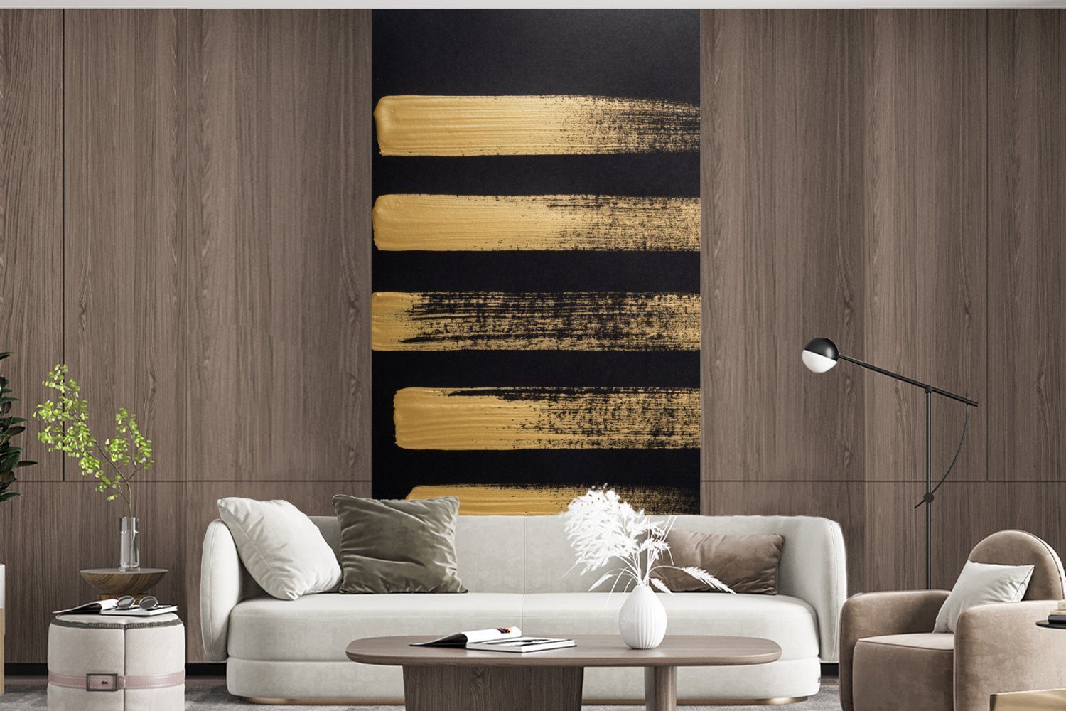 MuchoWow Fototapete Muster aus Hintergrund, Matt, (2 Schlafzimmer Vliestapete goldener Fototapete auf Farbe schwarzem für Küche, Wohnzimmer St), bedruckt