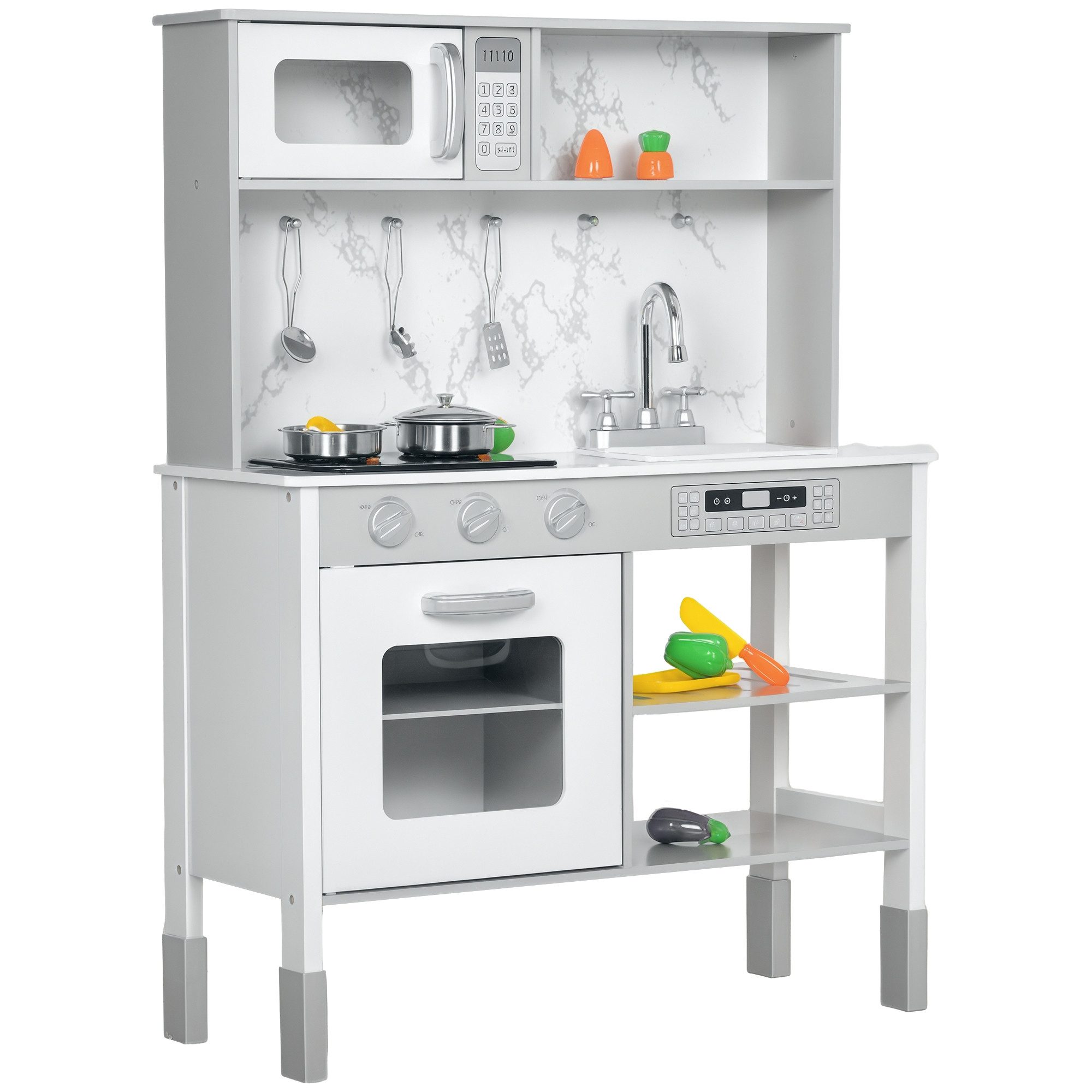 AIYAPLAY Spielküche Kinderküche mit Elektroherd, Mikrowelle, günstig online kaufen