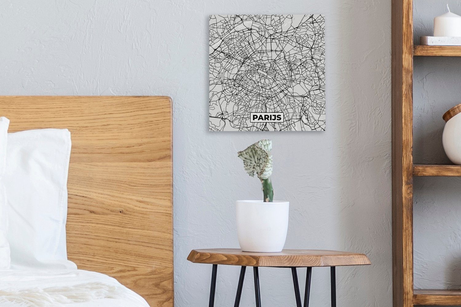 OneMillionCanvasses® Leinwandbild St), Paris und Karte, (1 Stadtplan - für Bilder weiß Leinwand - Schlafzimmer - Wohnzimmer Schwarz