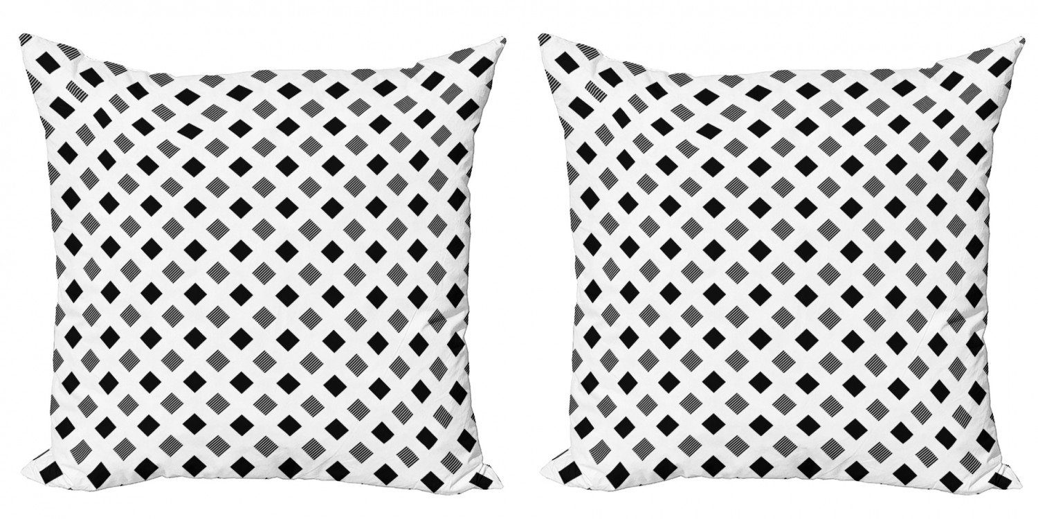 Kissenbezüge Modern Accent Doppelseitiger Digitaldruck, Abakuhaus (2 Stück), Schwarz und weiß Minimalistischen Stil Squares