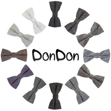 DonDon Fliege 12 x 6 cm kariert aus Baumwolle Retro Style (Packung, 1-St) bereits gebunden, verstellbar, kariert, Tweed-Look