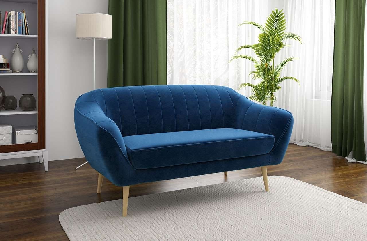 MKS MÖBEL Sofa GAJA 3 Sitzer, Federsitz, Holzbeine, Skandinavischer Stil Blau Monolith | Kindersofas