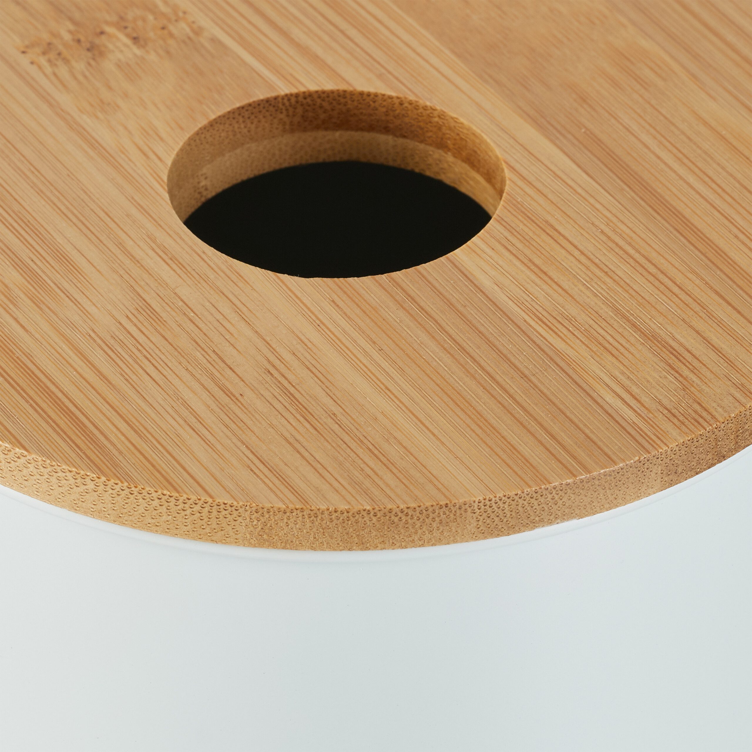 relaxdays Kosmetikeimer 2 l mit Bambusdeckel, weiß