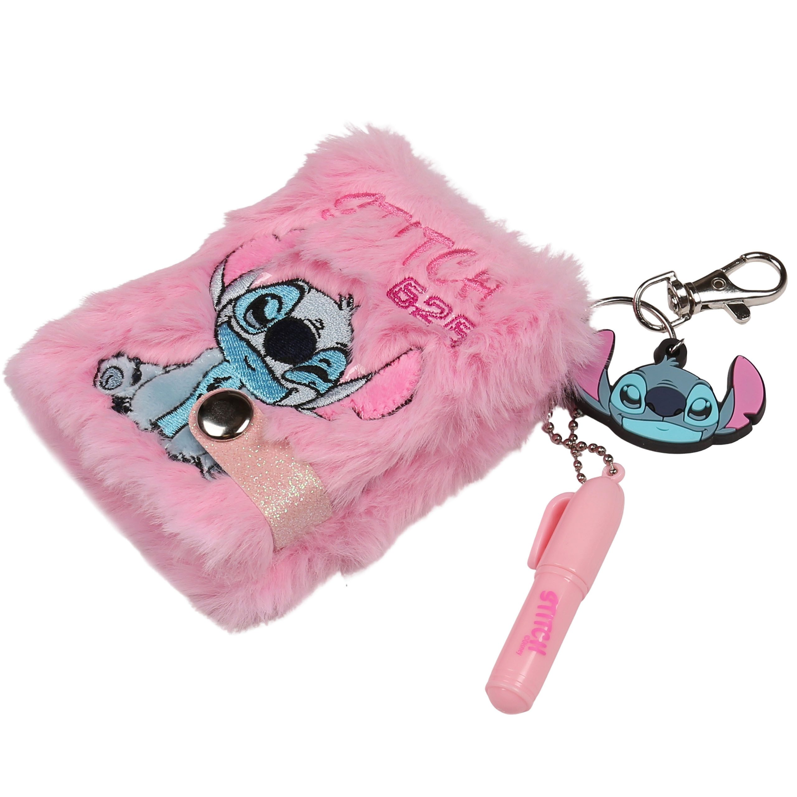 Disney Notizbuch Disney Stitch Plüsch-Notizbuch mit Kugelschreiber, Schlüsselanhänger