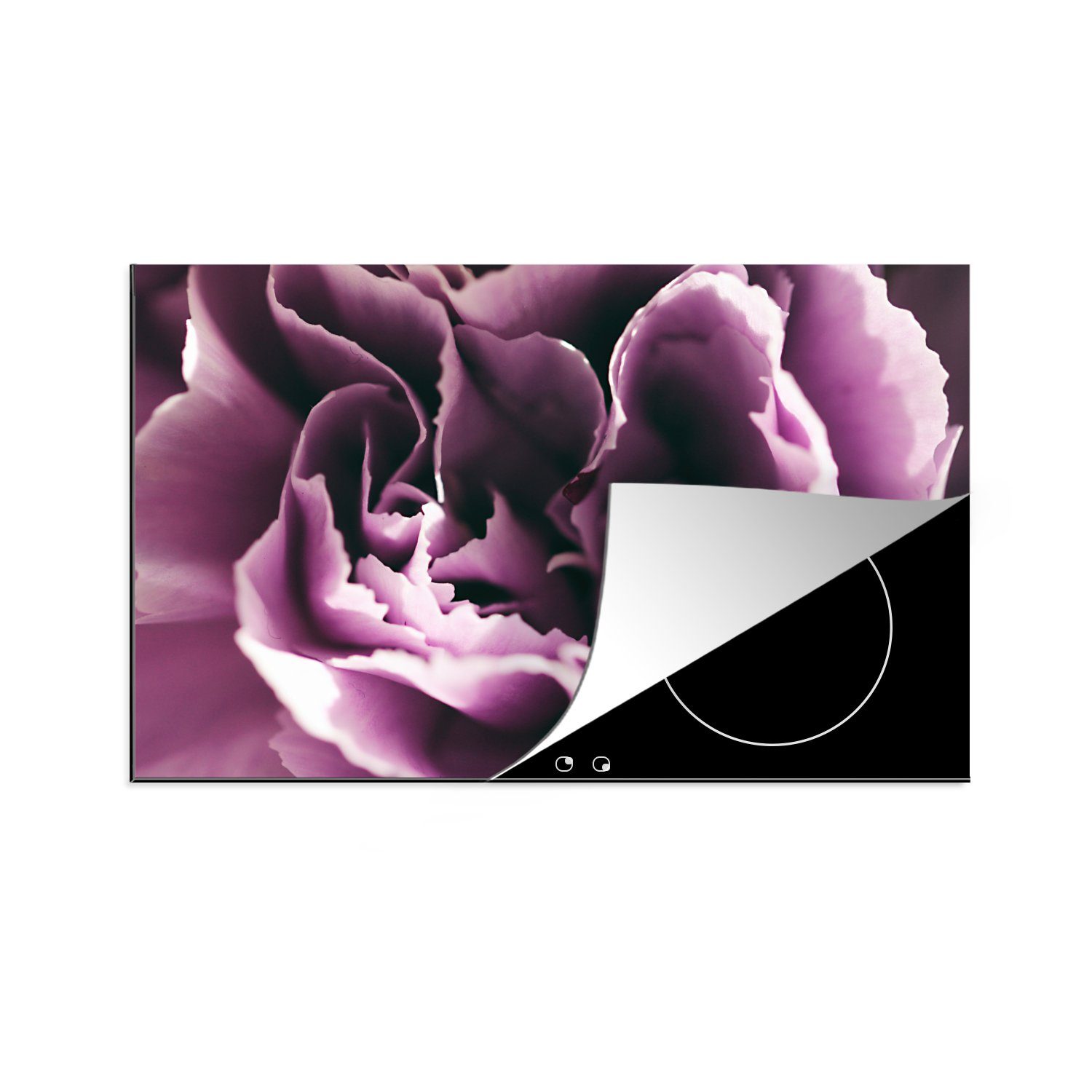 MuchoWow Herdblende-/Abdeckplatte Nahaufnahme der Blätter einer Nelkenblüte, Vinyl, (1 tlg), 81x52 cm, Induktionskochfeld Schutz für die küche, Ceranfeldabdeckung | Herdabdeckplatten