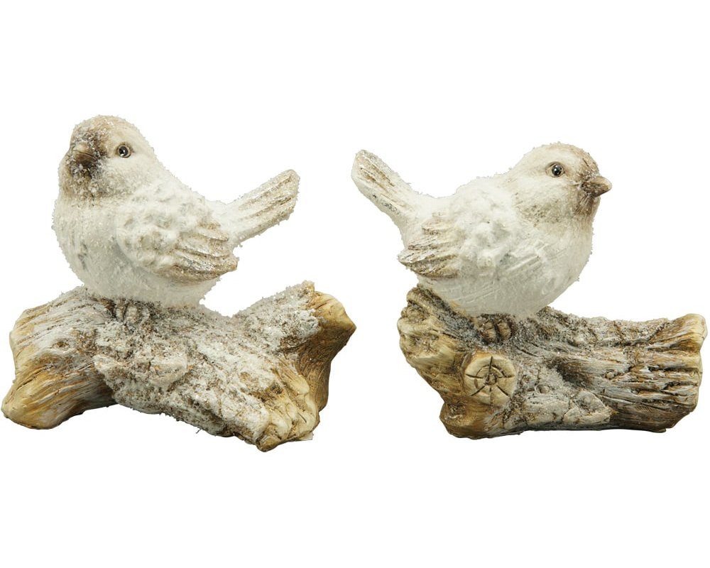 Dekofigur Dekofigur Vogel mit Baumstamm braun weiß 13,7x7,5x11,5 cm
