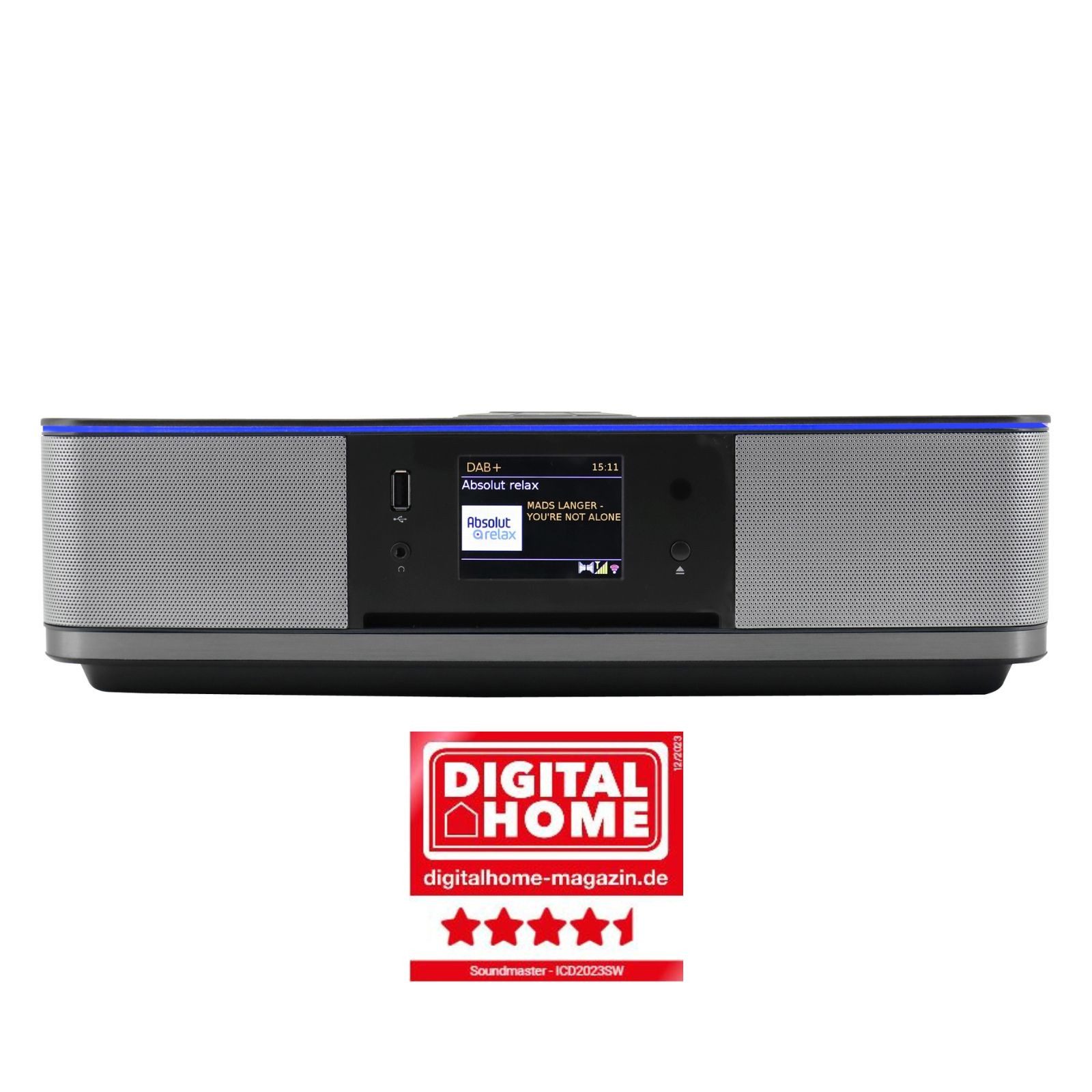 Soundmaster ICD2023SW Internetradio CD-Player DAB+ Bluetooth USB Undok-APP LED Internet-Radio (Internetradio, DAB+, FM, RDS-System, 30 W, LED Ambientebeleuchtung, Internetradio, CD-Player, DAB+, App Steuerung)