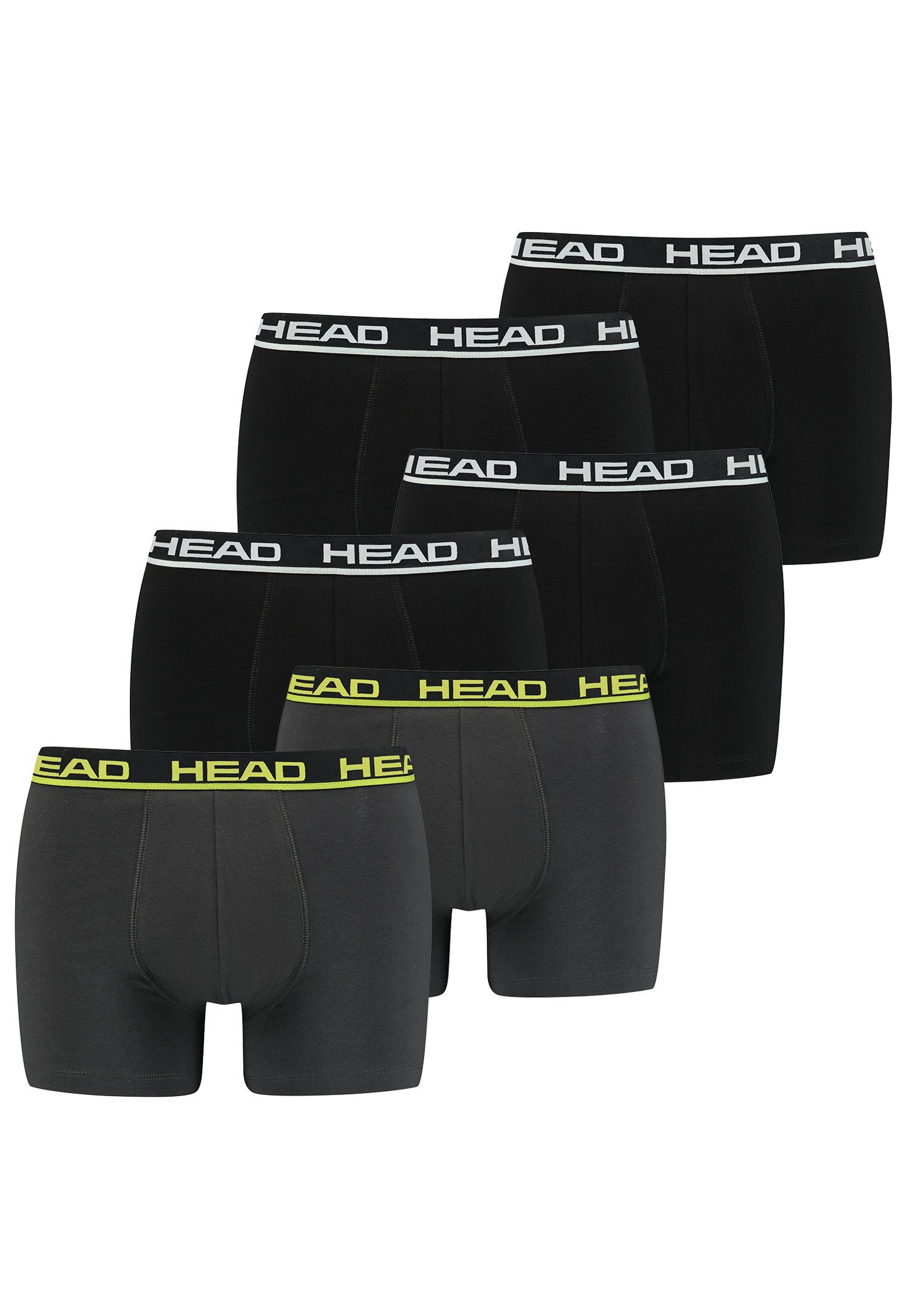 Head Boxershorts Head Basic Boxer 6P (Spar-Set, 6-St., 6er-Pack) Black/Phantom Lime