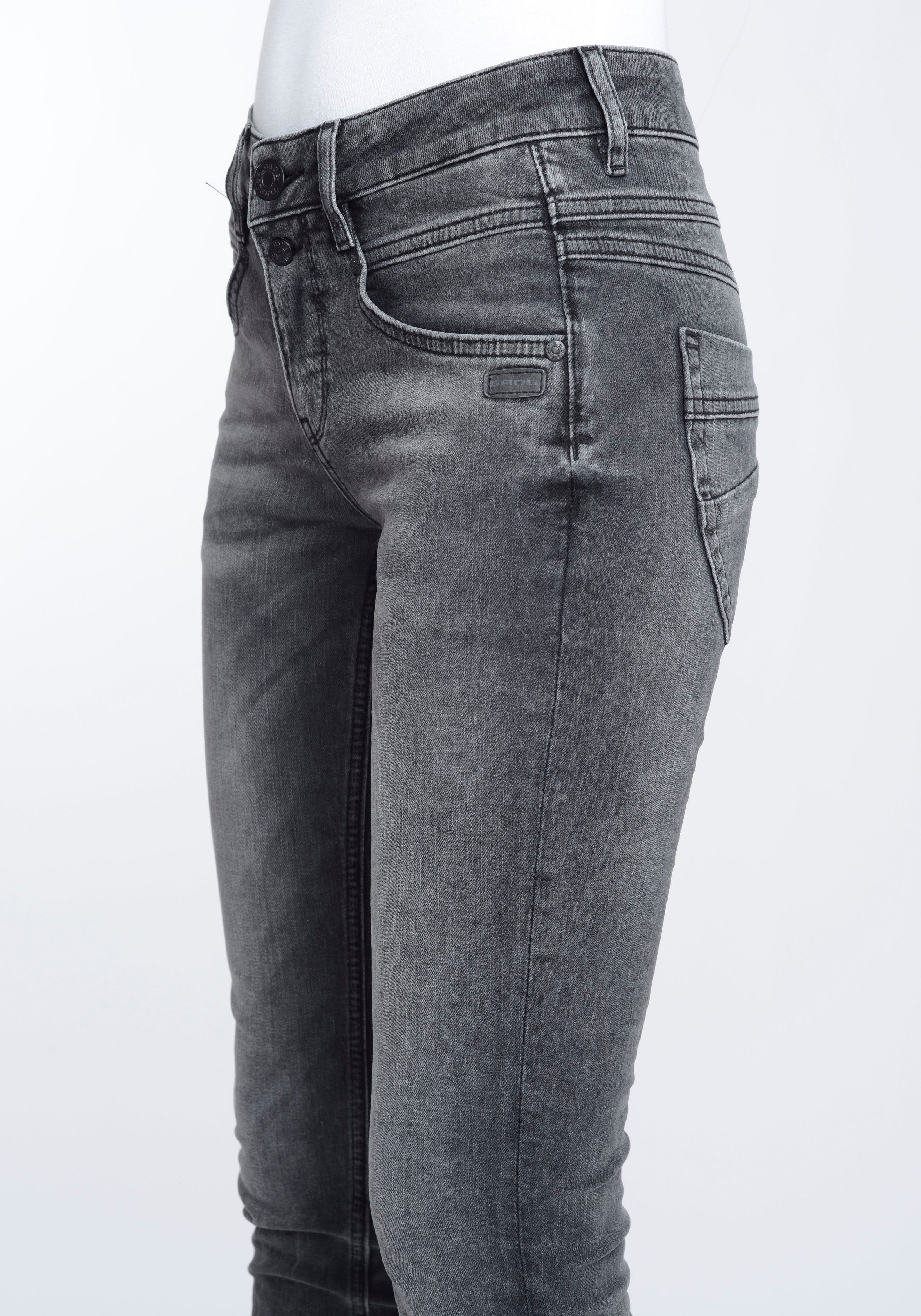 vorne und GANG 3-Knopf-Verschluss 94MORA mit black used Passe Skinny-fit-Jeans