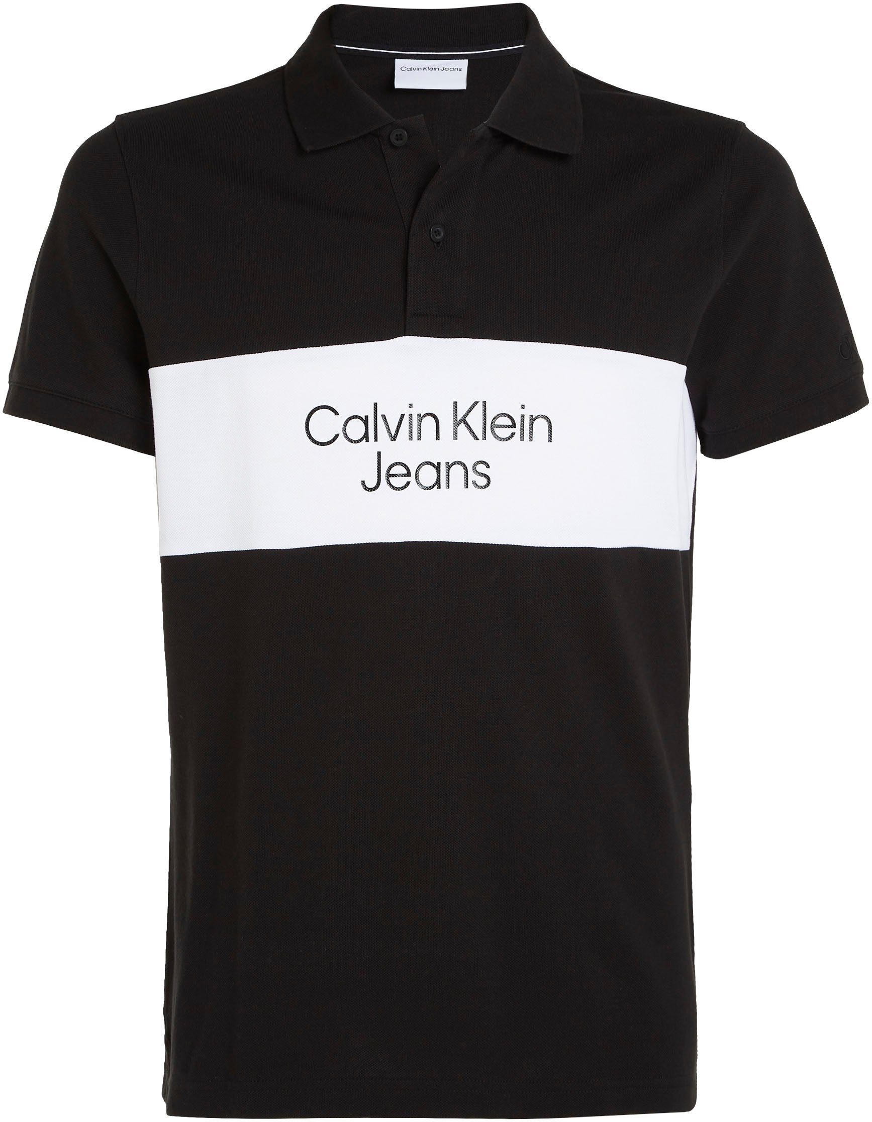 Brust POLO Calvin Calvin LOGO der Klein Logo Colorblock mit Jeans Poloshirt COLORBLOCK auf Klein
