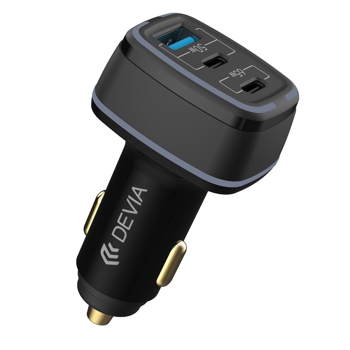 DEVIA Autoladegerät 115W Schnellladegerät 2x USB-C 1x USB schwarz Schnelllade-Gerät (1-tlg)
