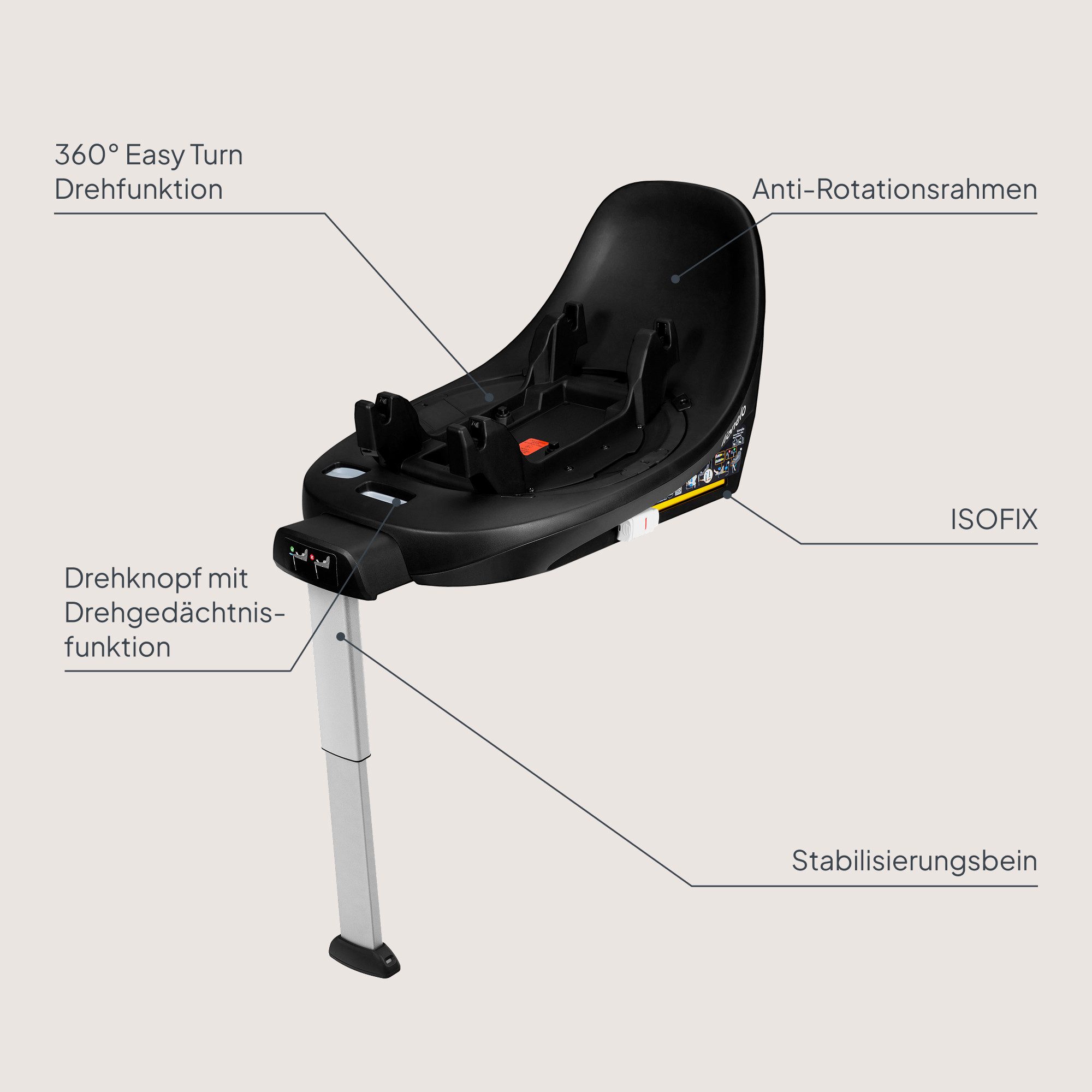 lionelo Autokindersitz MOXIE PLUS I-SIZE BASE, ab: Je nachdem, welcher Kindersitz auf der Basis montiert ist, bis: Je nachdem, welcher Kindersitz auf der Basis montiert ist, ab: 40 cm, bis: 105 cm, (Set), 360° EasyTurn/ISOFIX/Memory-Taste/Klickmontage