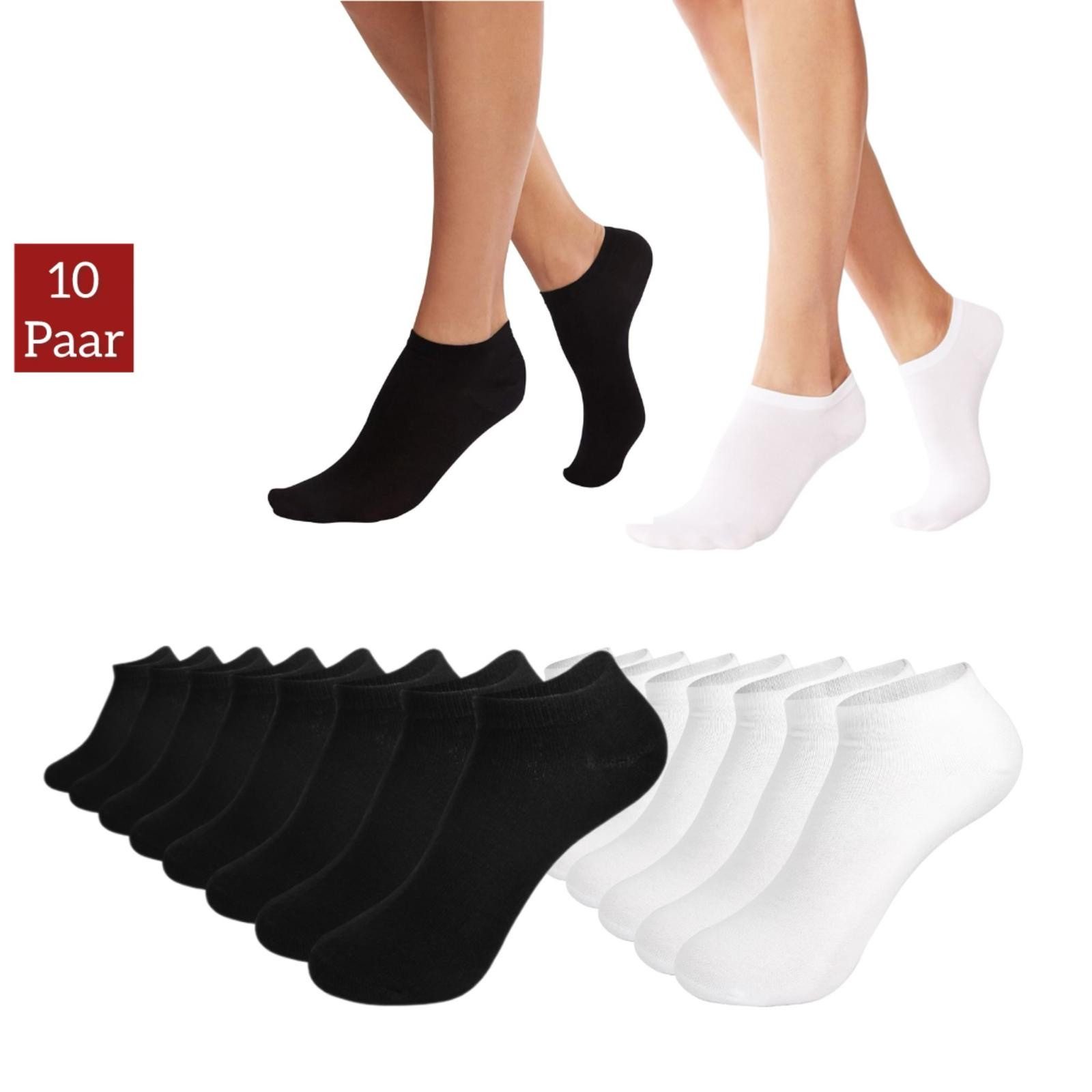 NERS Короткие носки für Damen und Herren aus Baumwolle, ohne drückende Naht (10-Paar) mit Komfortbund