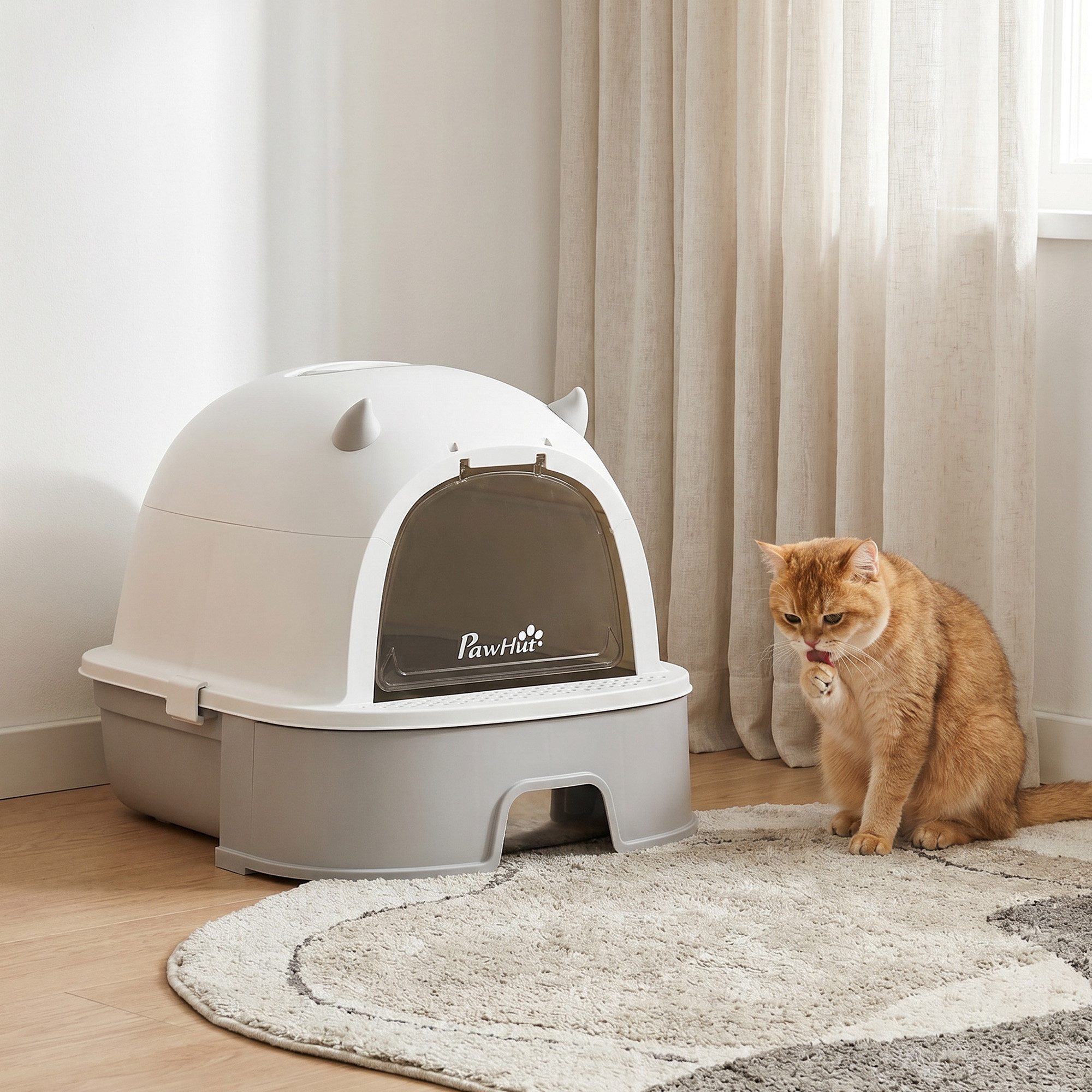 PawHut Katzentoilette Katzenklo mit Schaufel & Aktivkohlefilter, für mittelgroße Katzen bis 5 kg