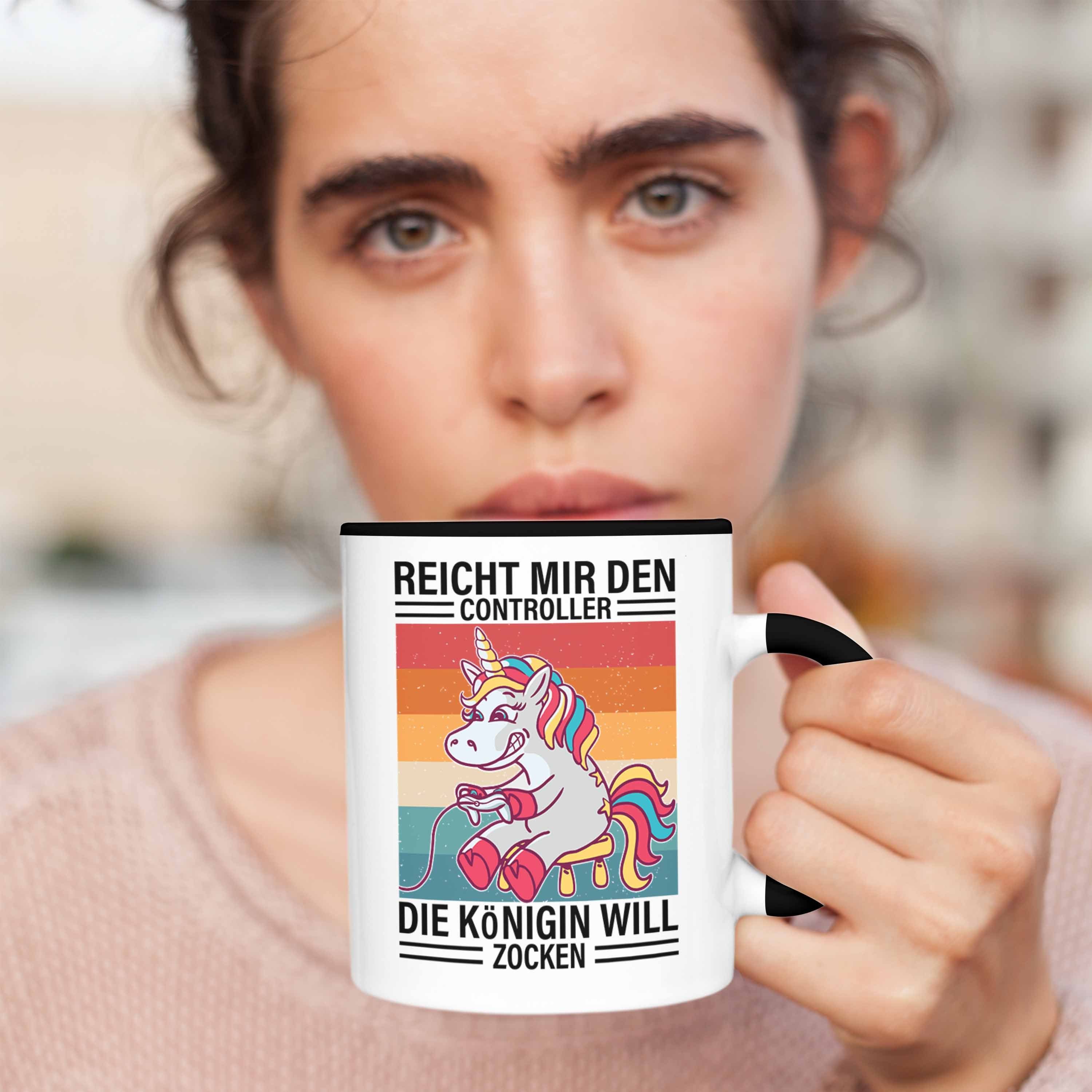 Gaming Mädchen Girl Geschenkidee Zockerin Gamer Spruch Trendation Trendation Tochter Tasse Geschenk Tasse Schwarz -