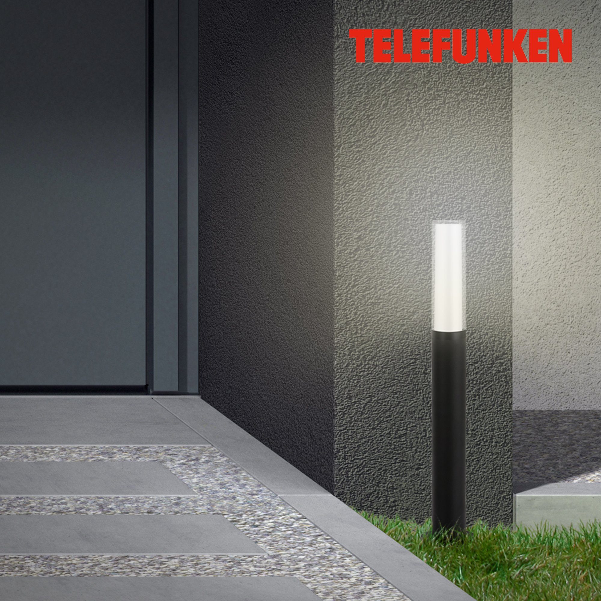 Telefunken 57cm Außenstehleuchte 311405TF, Außen-Stehlampe LED verbaut, fest Neutralweiß, LED Außenleuchte IP44 4000K