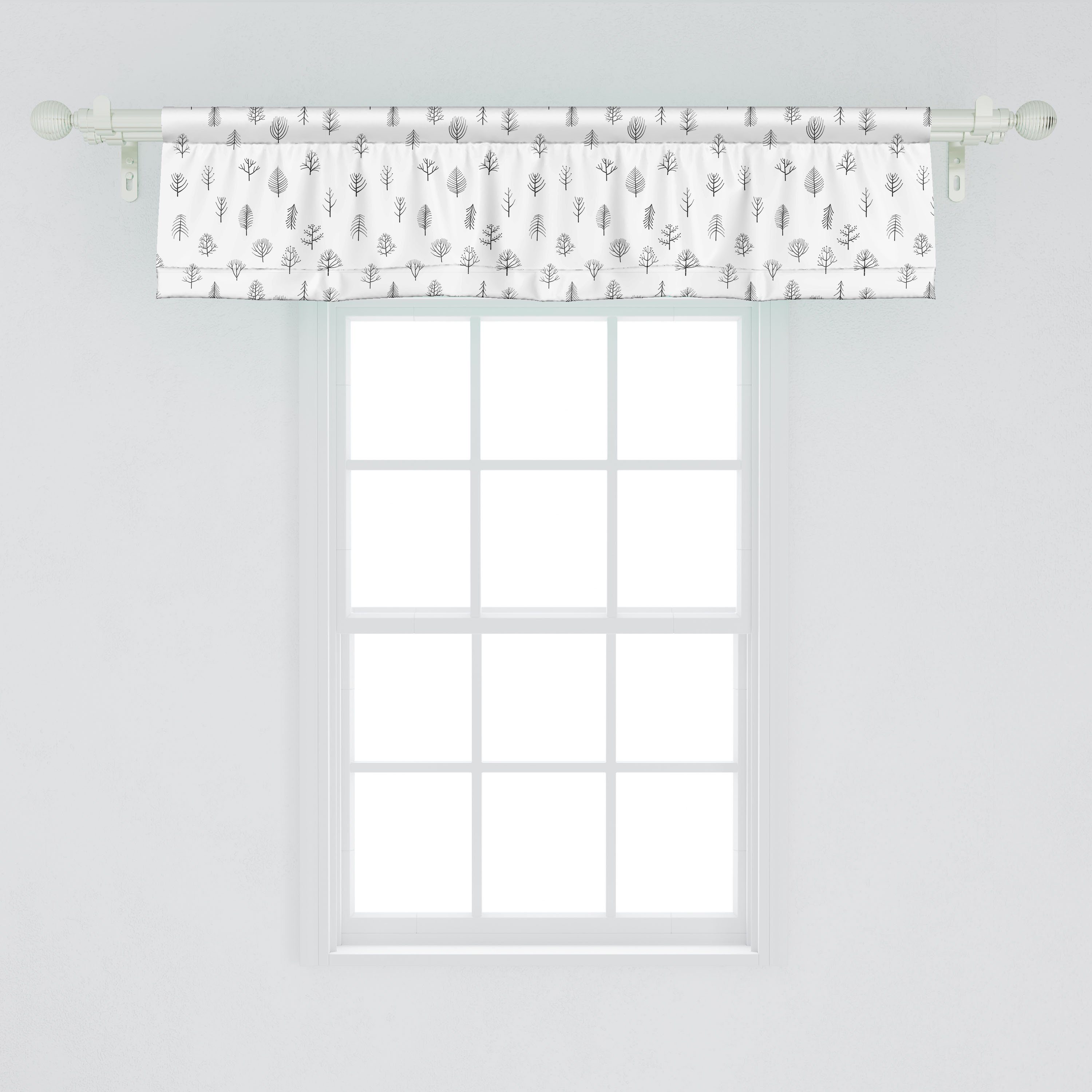 Scheibengardine Vorhang Volant für Botanical Skizzen Abakuhaus, mit Stangentasche, Baum Schlafzimmer Hand Dekor Microfaser, gezeichnete Küche