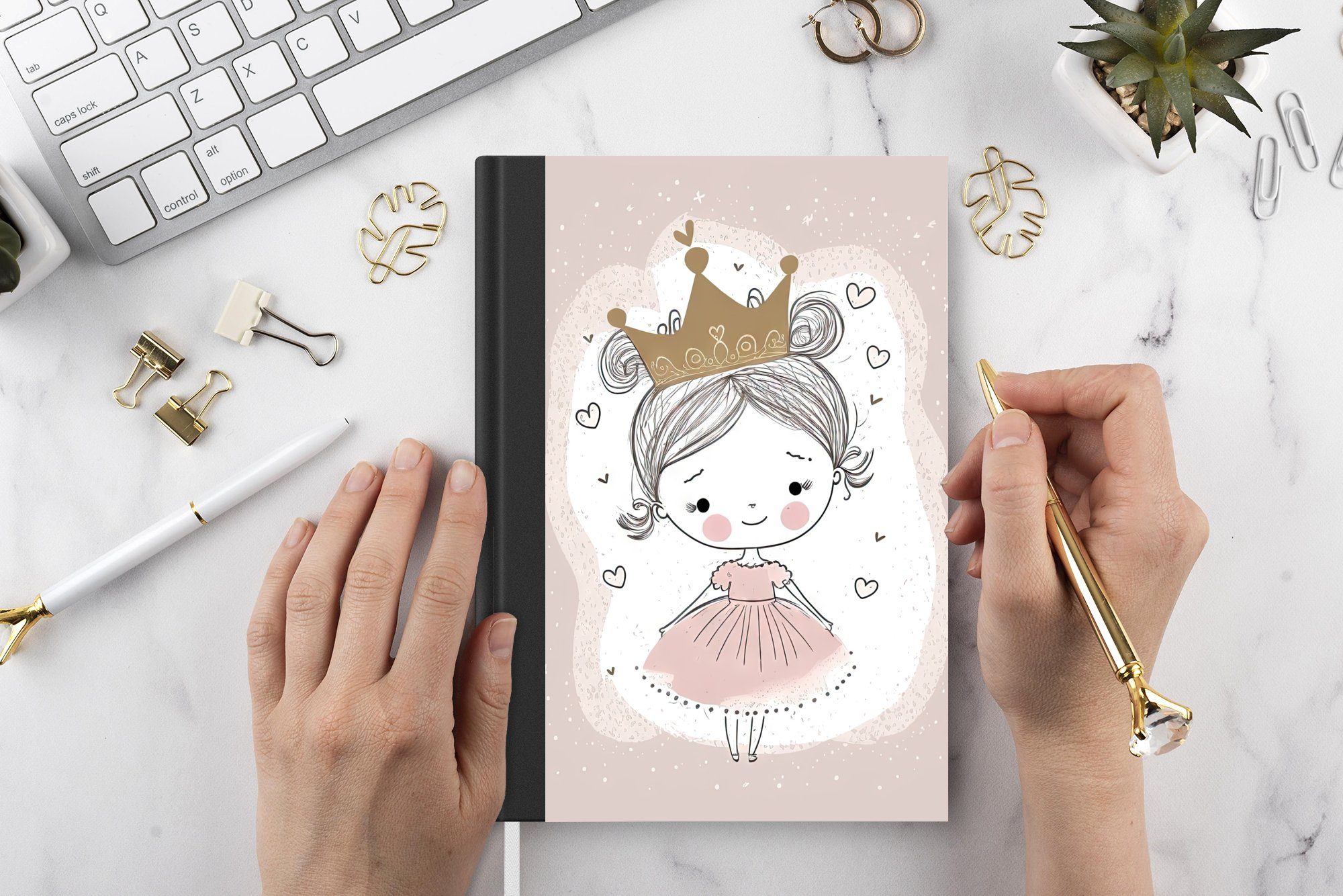 MuchoWow Notizbuch Prinzessin - - Journal, Merkzettel, A5, 98 Haushaltsbuch Notizheft, Mädchen, Tagebuch, Seiten, Kinder - Kleid