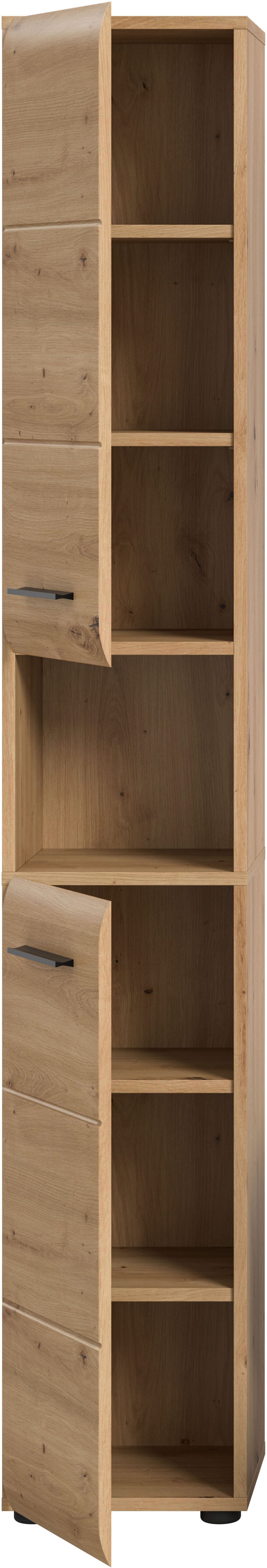 welltime Stauraumschrank FLORENZ, Höhe 185cm, 2 Türen, 7 Fächer, 4 Einlegeböden (1-St., TOPSELLER) Florenz, Badschrank hoch, Artisan Oak NB, 185 cm Hoch – Bild 4 von 5