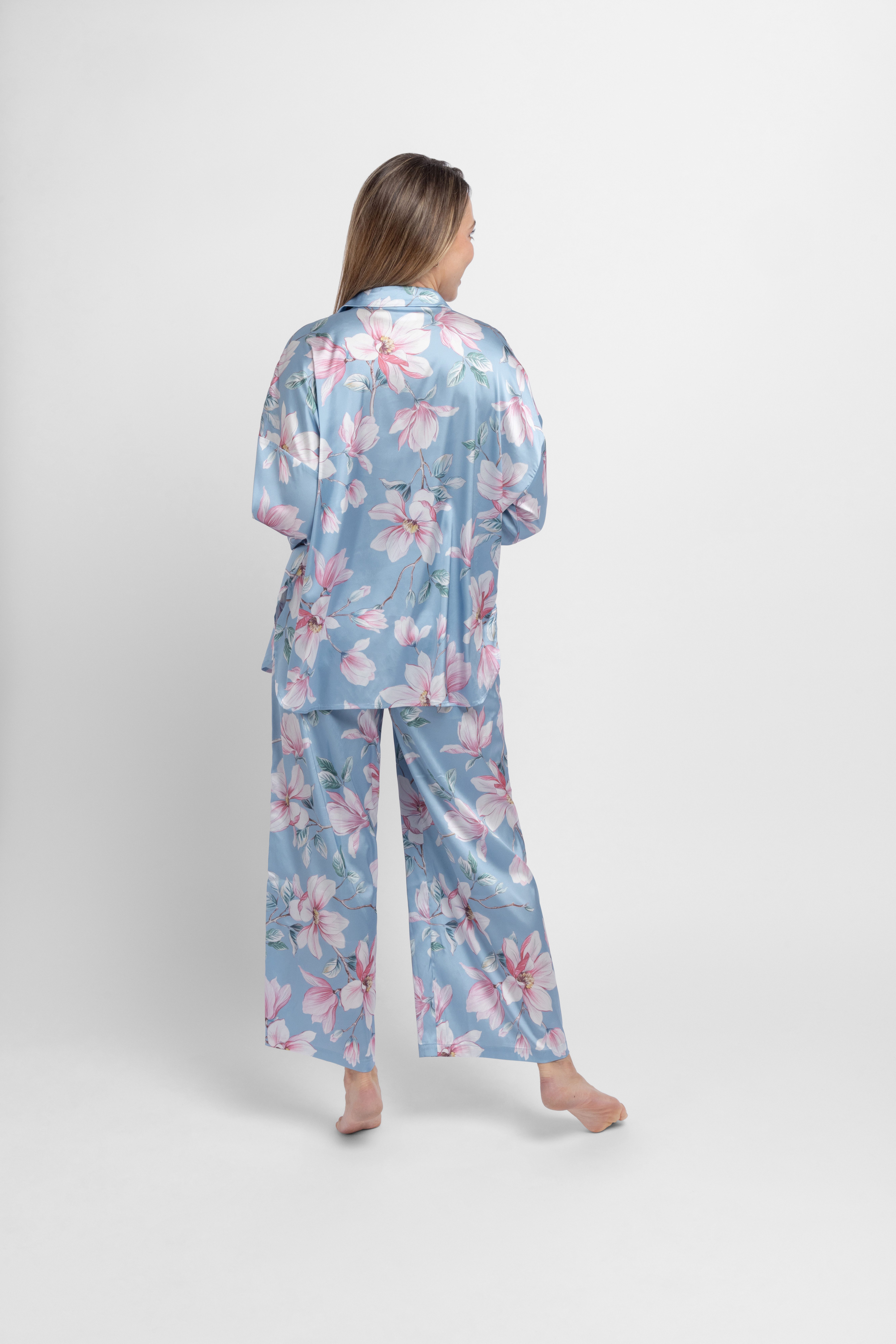 Dorina Pyjamaoberteil Bella Blumen-Muster, Knöpfe, weich, bequem