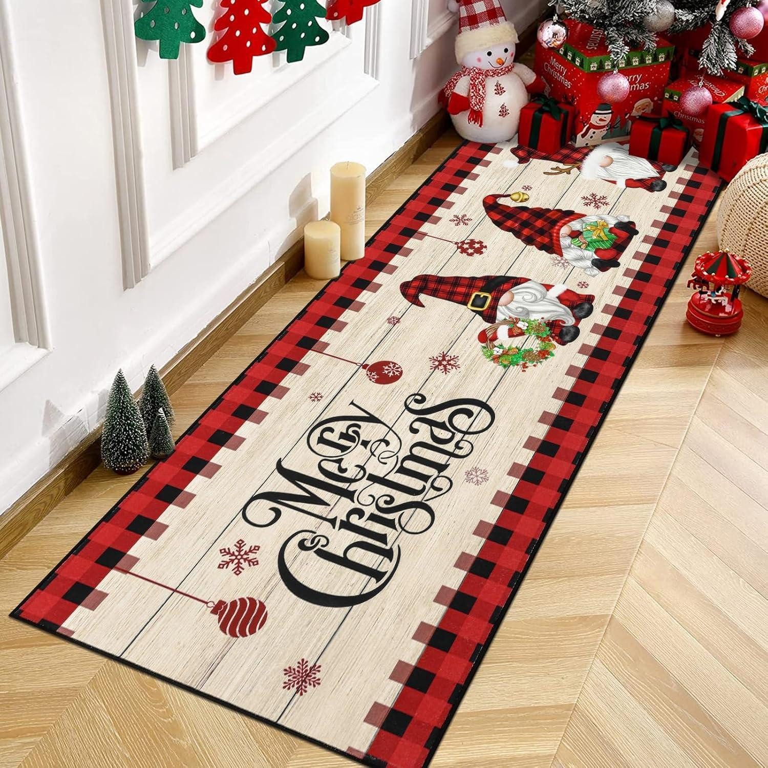 Enyhom Läufer Weihnachtlicher Flur Teppichmatte 60 x 180 cm rutschfest & wa günstig online kaufen