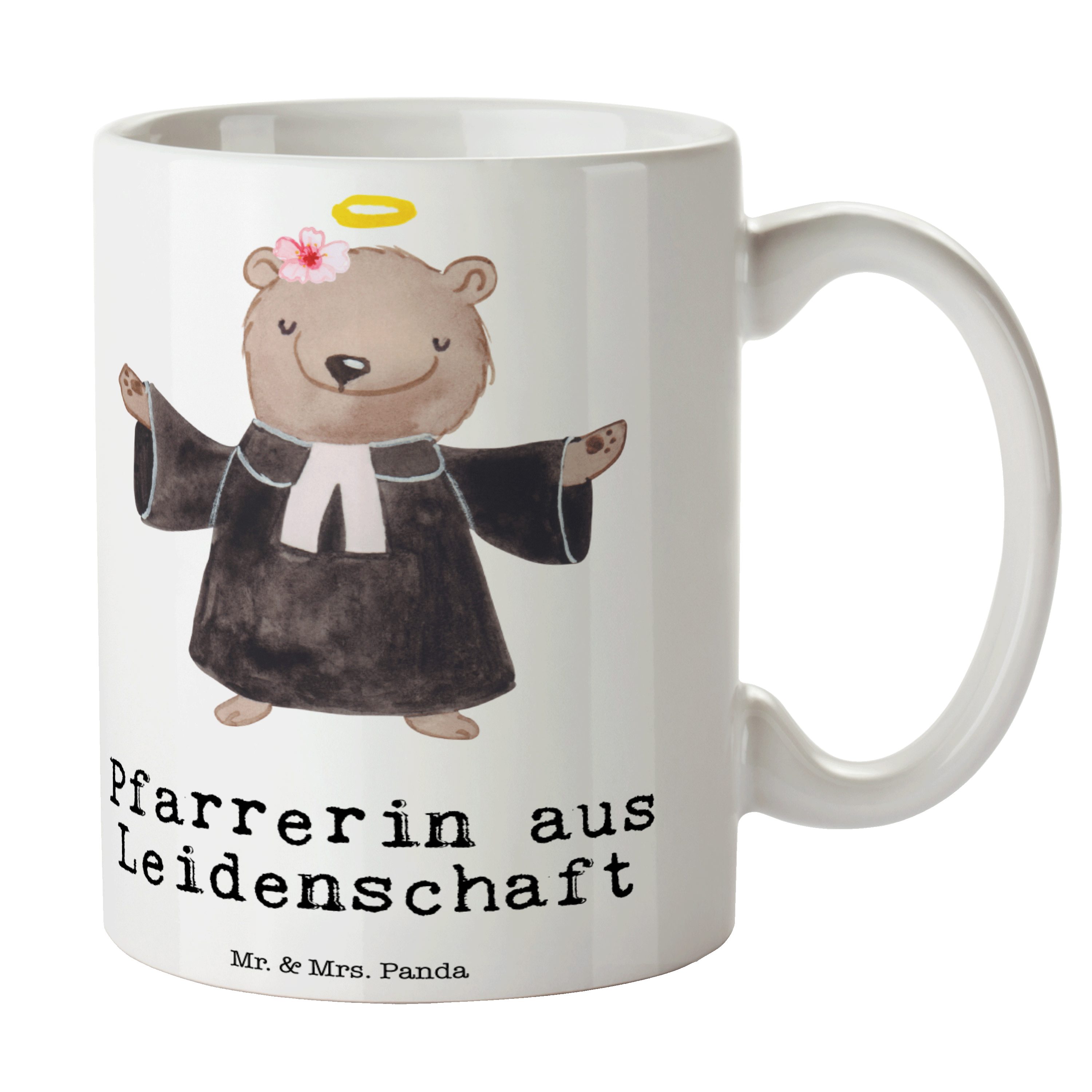 Rente, - & Geschenk, - Mr. Keramik Tasse Leidenschaft Mrs. Pfarrerin Weiß Die, aus Kaffeetasse, Panda