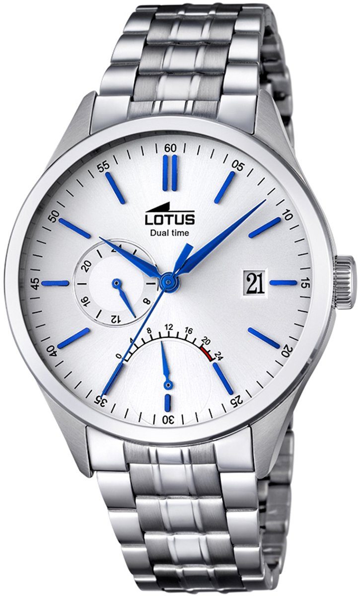 Lotus (ca. Multifunktionsuhr Lotus silber 42mm), rund, Edelstahlarmband Herren Herren L18213/1, groß Armbanduhr Elegant Uhr