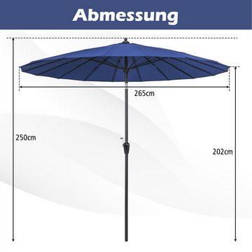 KOMFOTTEU Sonnenschirm, mit 2,7 m Durchmesser, wasserdichtem Schirmdach