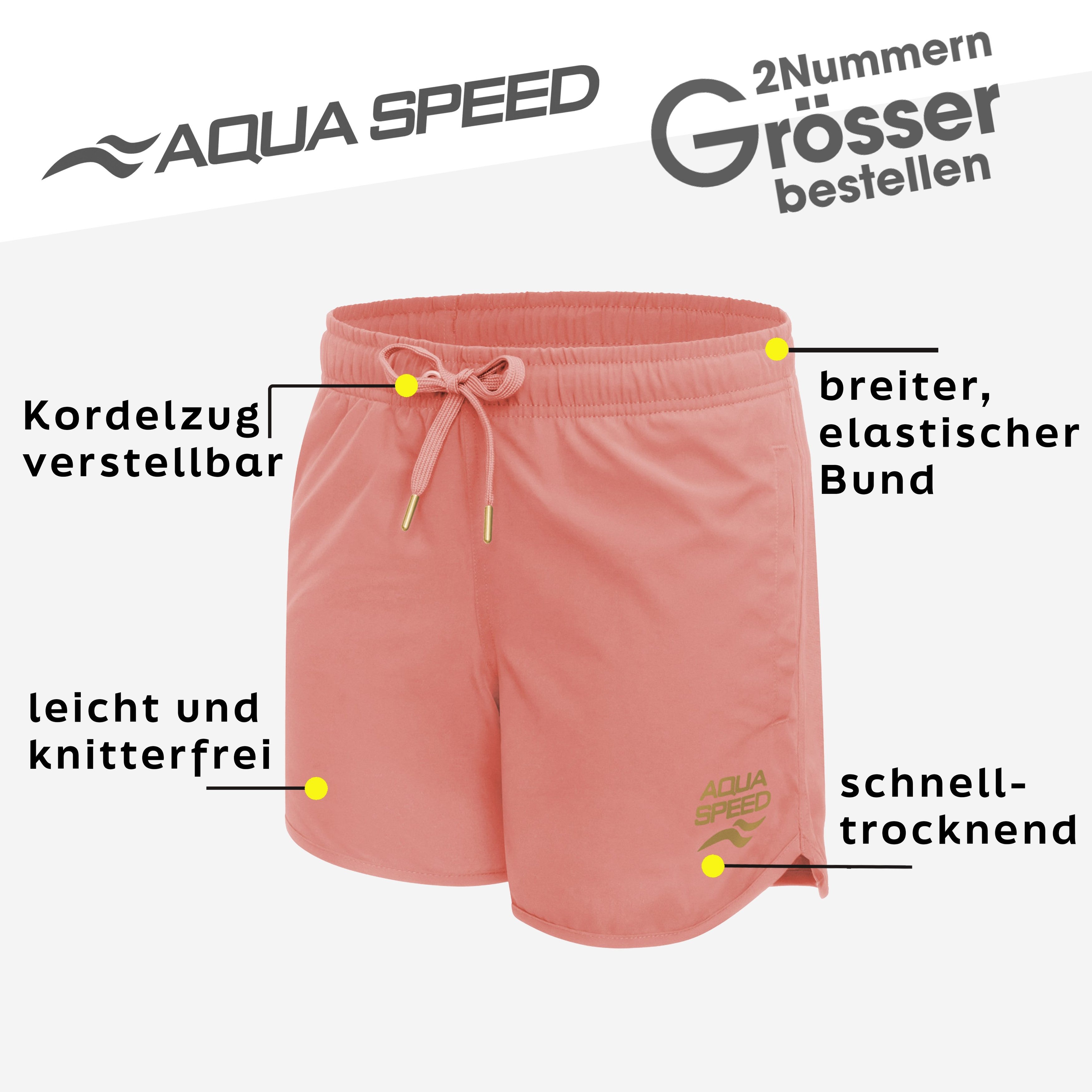 Aqua Speed Boardshorts (Badehose – dehnbar, weich & angenehm zu tragen) Stilvolles Koralle in M – atmungsaktiv, weich & langlebig