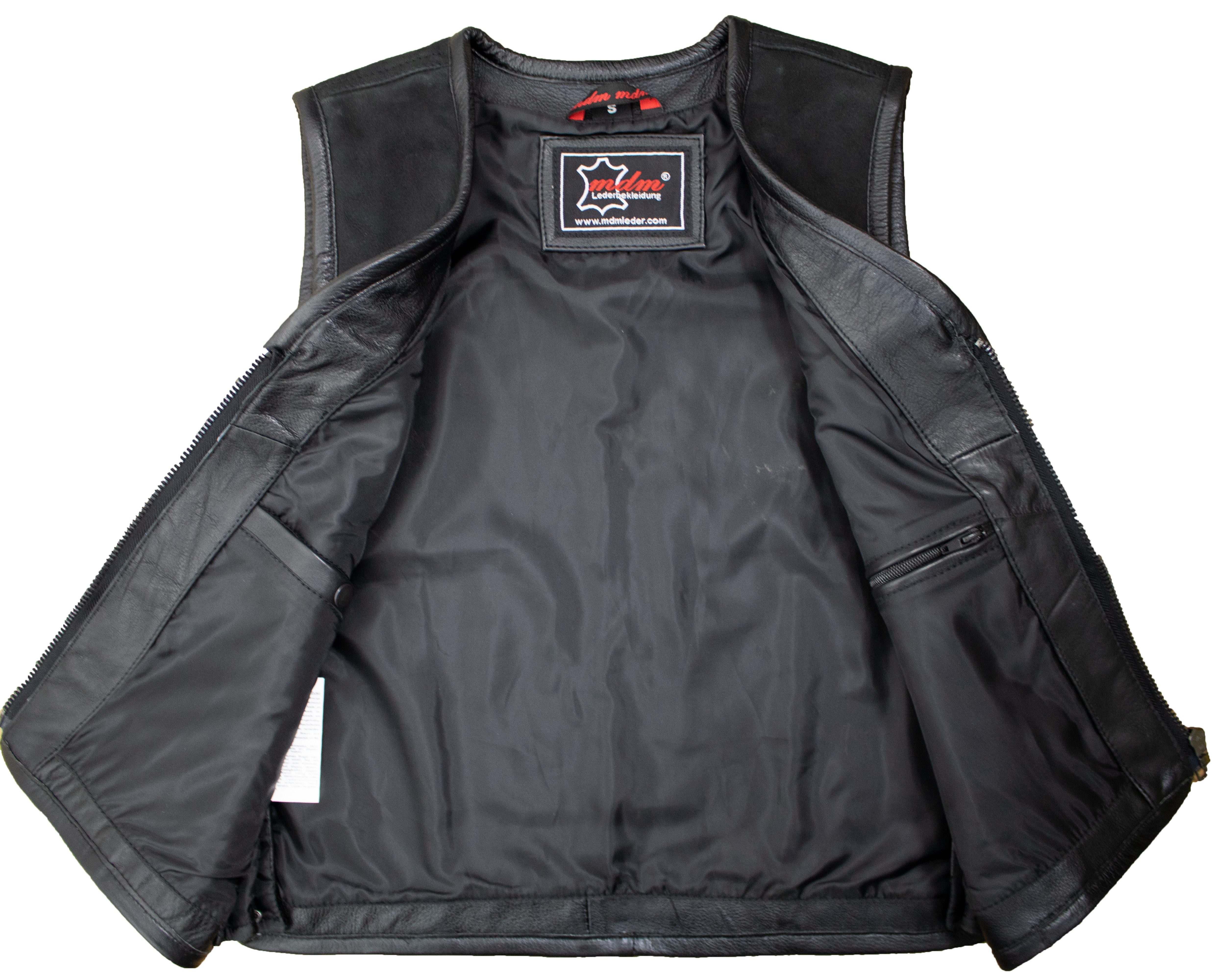 MDM Lederweste Herren Biker Lederweste / Nubuk & Rindsleder – Bild 4 von 5